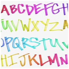 NYC Alphabet in Rainbow Colorway on Smooth Wallpaper