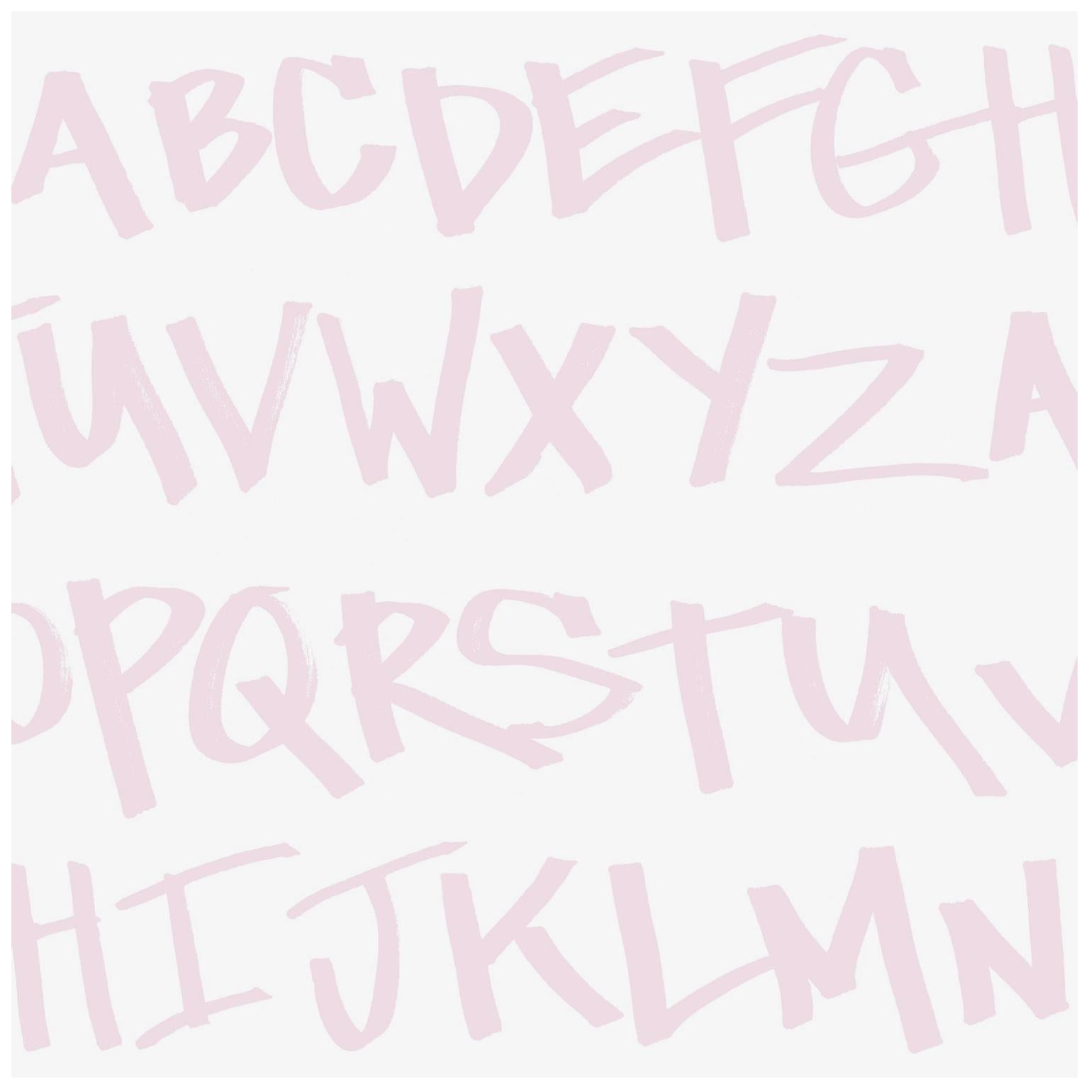NYC Alphabet in Rose Colorway on Smooth Wallpaper For Sale