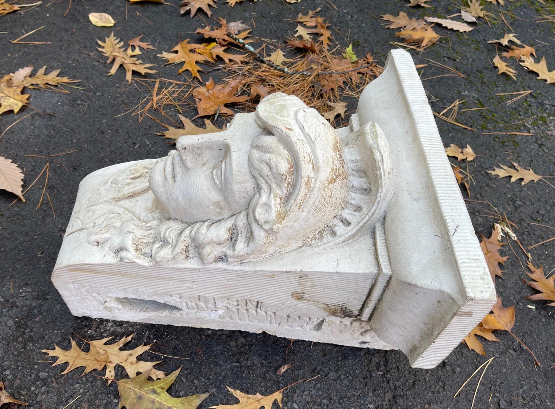American NYC Architectural Element circa Turn of the Century Plaster Face For Sale