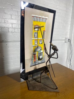 NYC Artist MARGARET LAYTON, PAINTING AND Iron SCULPTURE "WINDOW WASHER"