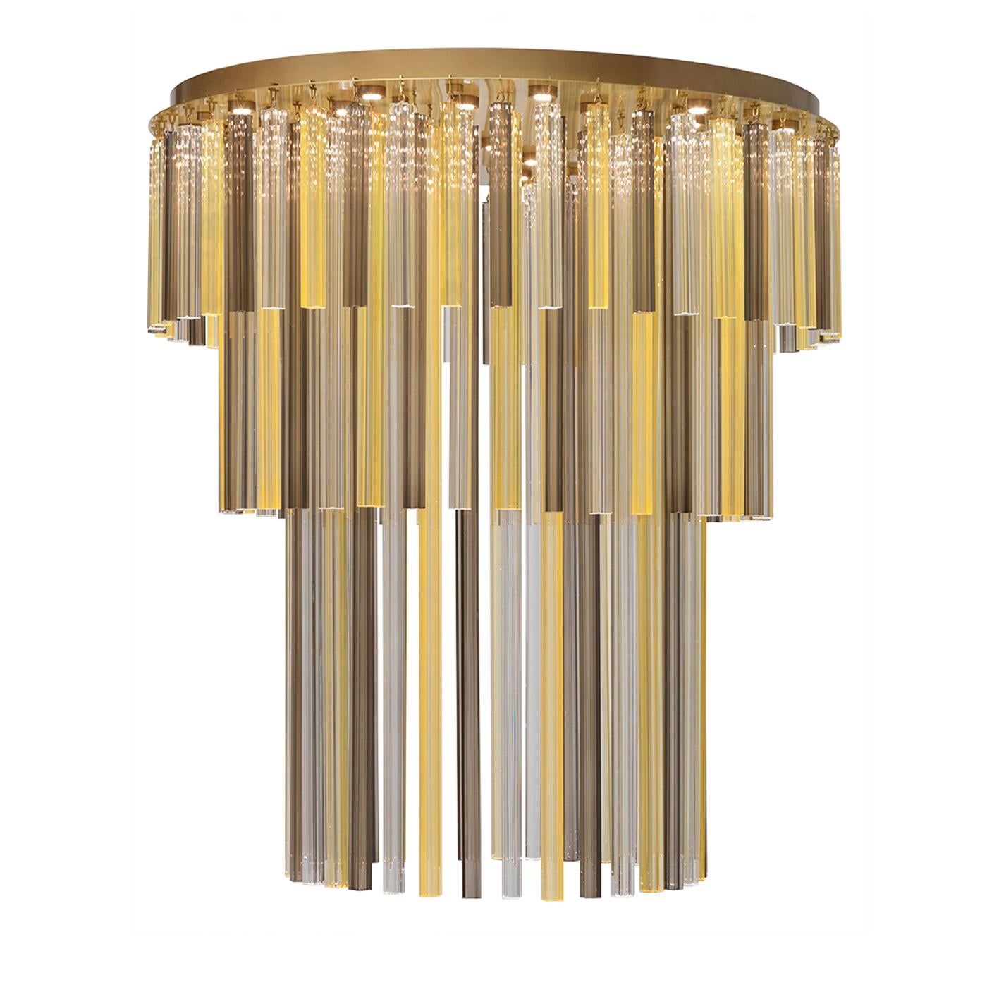 Whatever your dream is, Daytona will recount your aspirations which consider synthesis is a soul Virtue. Daytona is the luxury brand by Signorini&Coco, entirely Made in Italy. Nyc chandelier has a satin brass structure, with integrated LEDs. Elegant