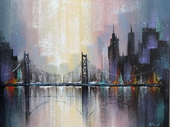 NYC Cityscape Painting By Albert ca' 1993 Decor
