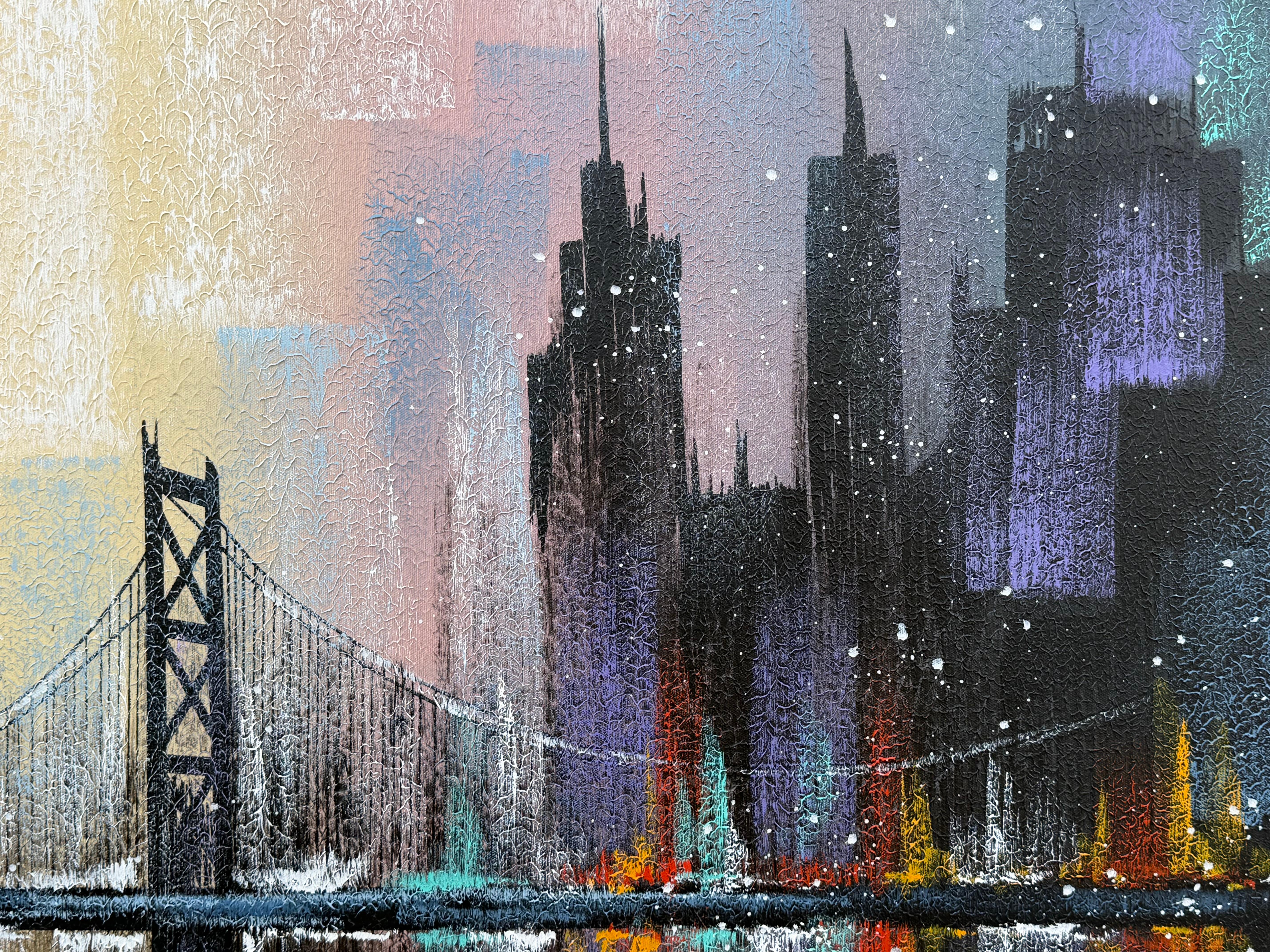 NYC Cityscape Gemälde von Albert ca' 1993 Dekor (Moderne) im Angebot