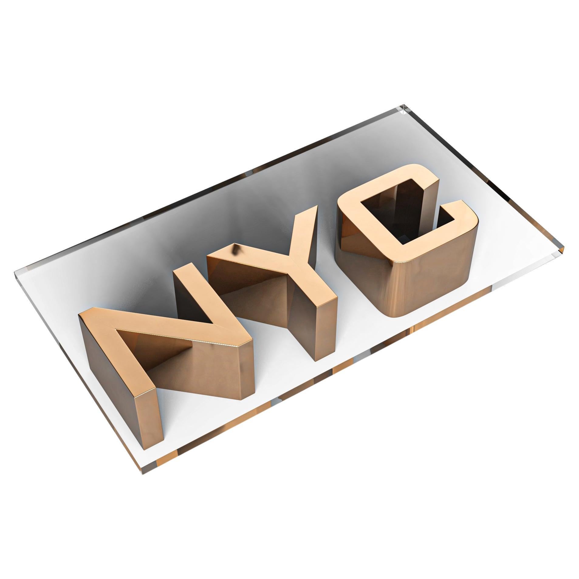 "NYC" Coffee Table with Bronze, Handmade, Istanbul For Sale