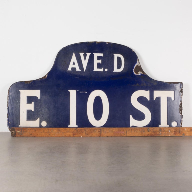 NYC East Village Humpback Porcelain Sign, c.1910 For Sale at 1stDibs