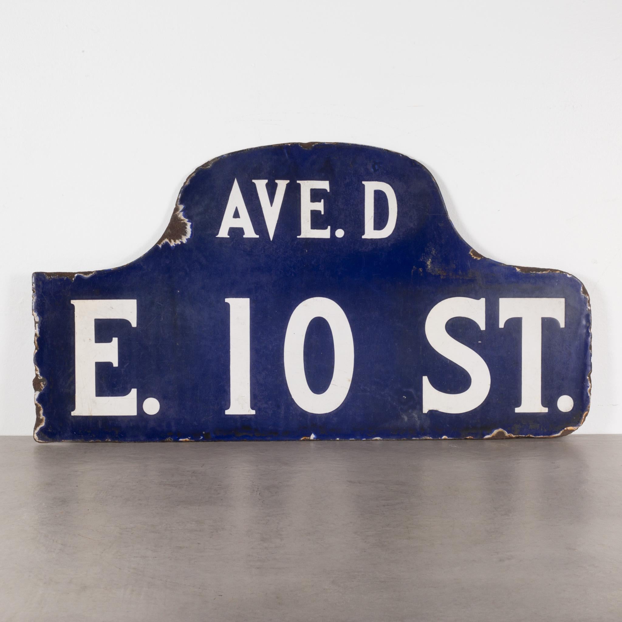 NYC East Village Humpback Porcelain Sign, c.1910 In Good Condition In San Francisco, CA