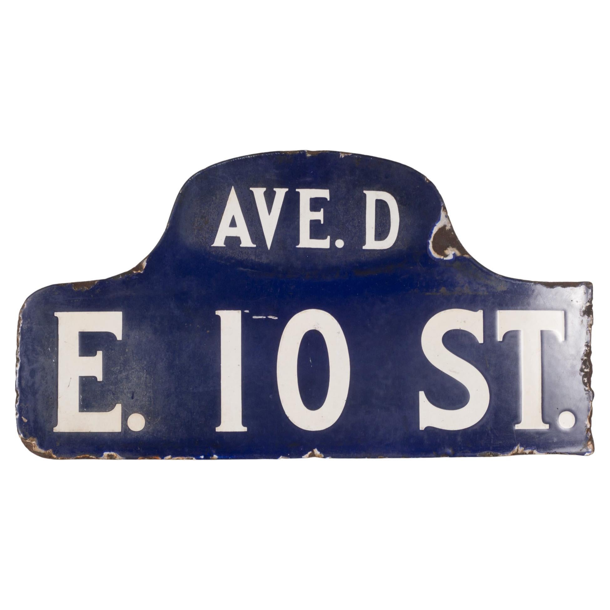 NYC East Village Humpback Porcelain Sign, c.1910