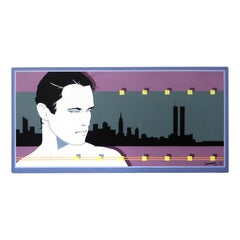 Vintage NYC Skyline Painting in the Manner of Patrick Nagel '1997'