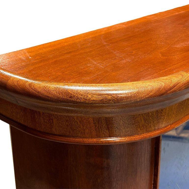NYC Streamline Art Deco Mahogany Bar w/ Light Up Etched Glass Front by Ganger 7