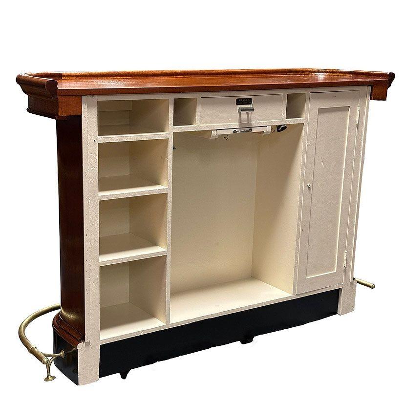 Mid-20th Century NYC Streamline Art Deco Mahogany Bar w/ Light Up Etched Glass Front by Ganger
