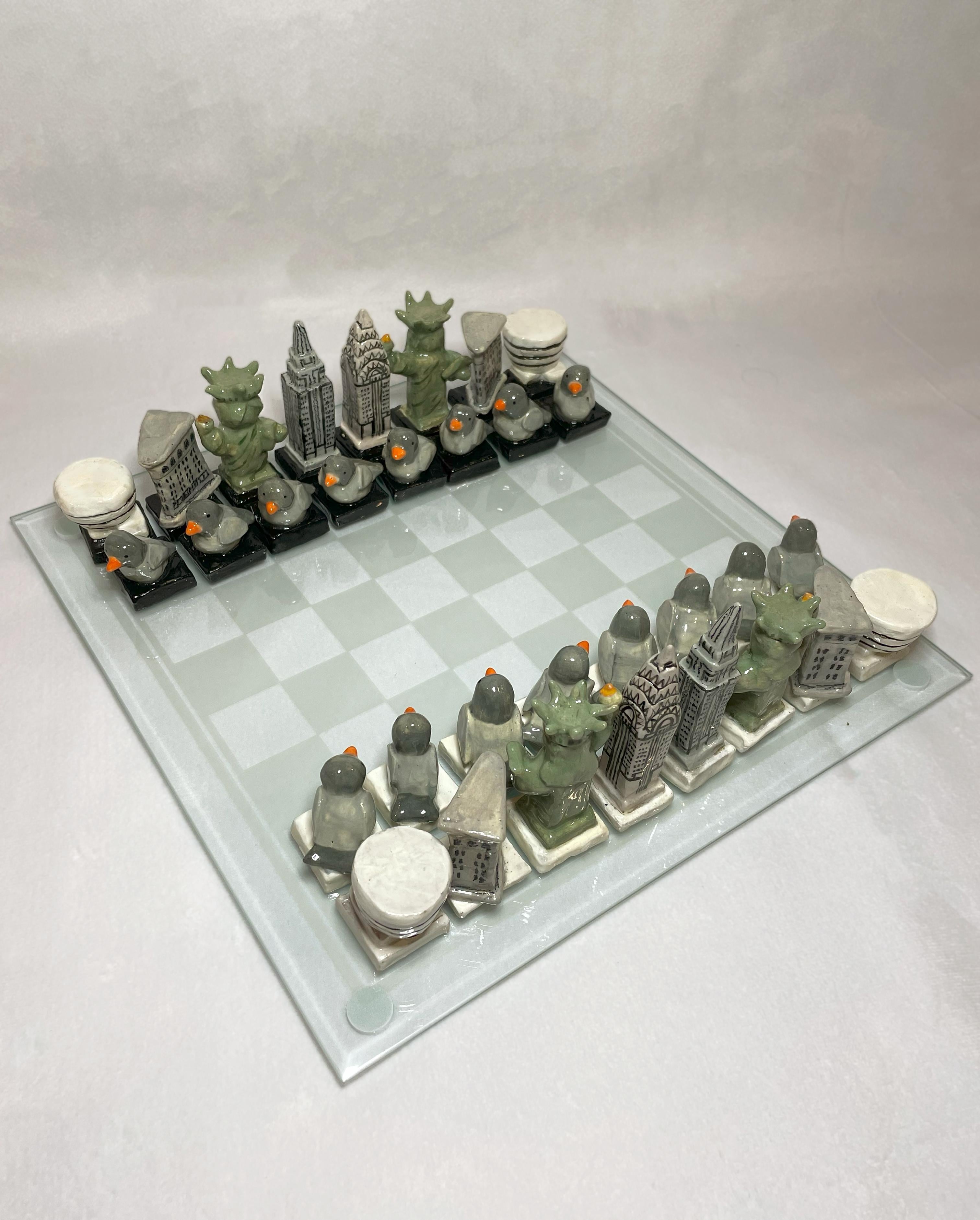 Ceramic NYC Themed Handcrafted Chess Set
