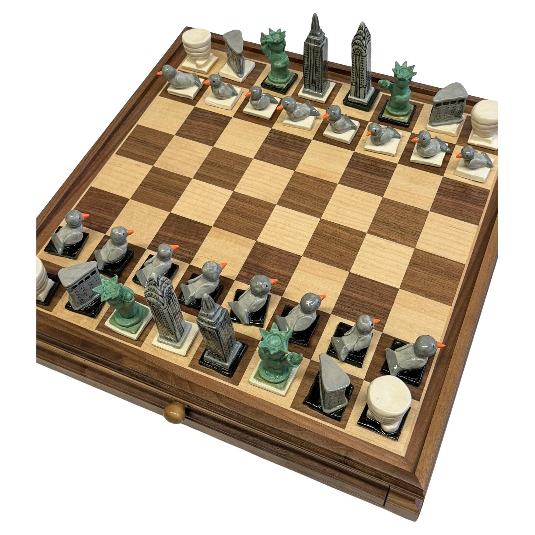 NYC Themed Handmade Ceramic Chess Set