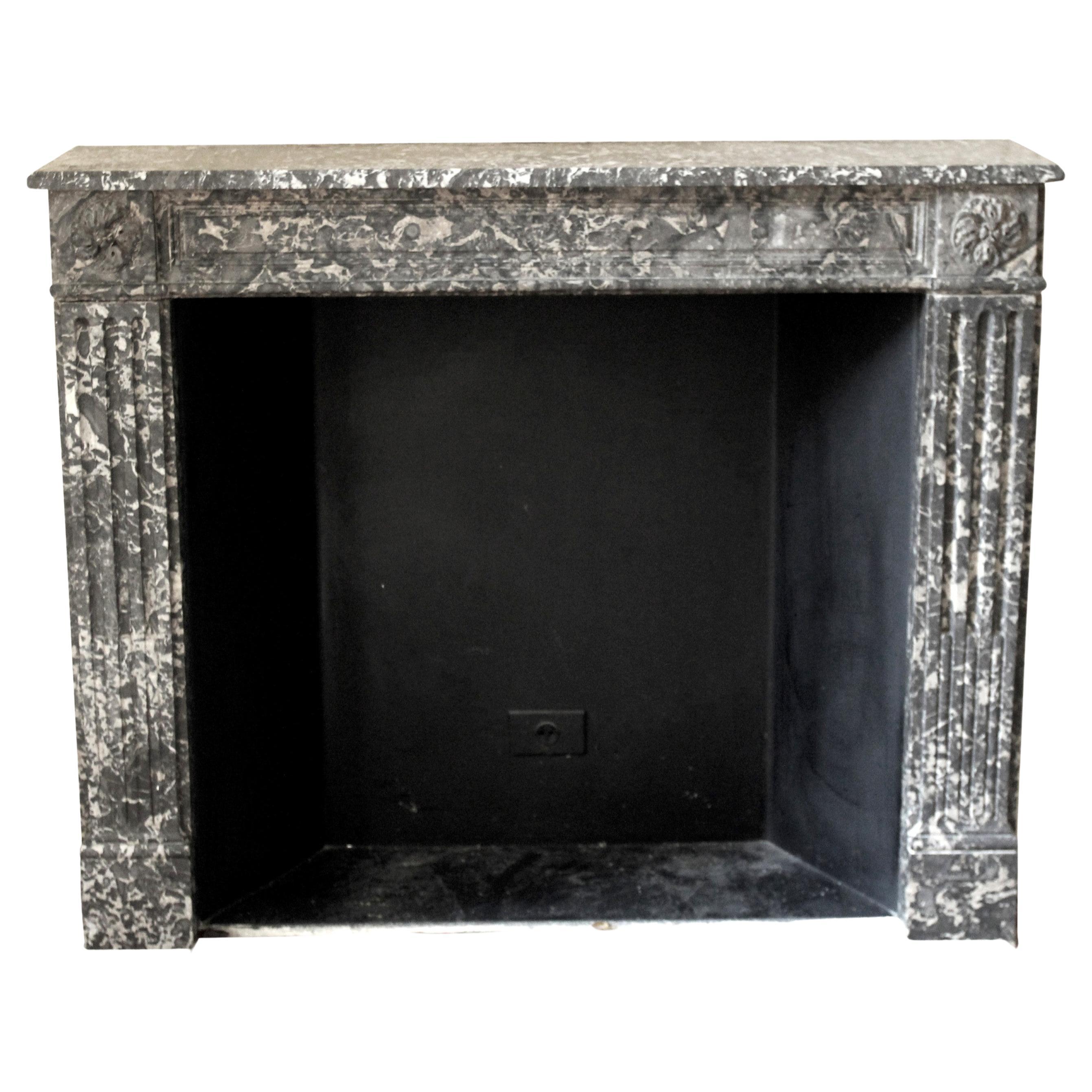 NYC Waldorf Astoria Hotel Classic Gray Marble Mantel For Sale