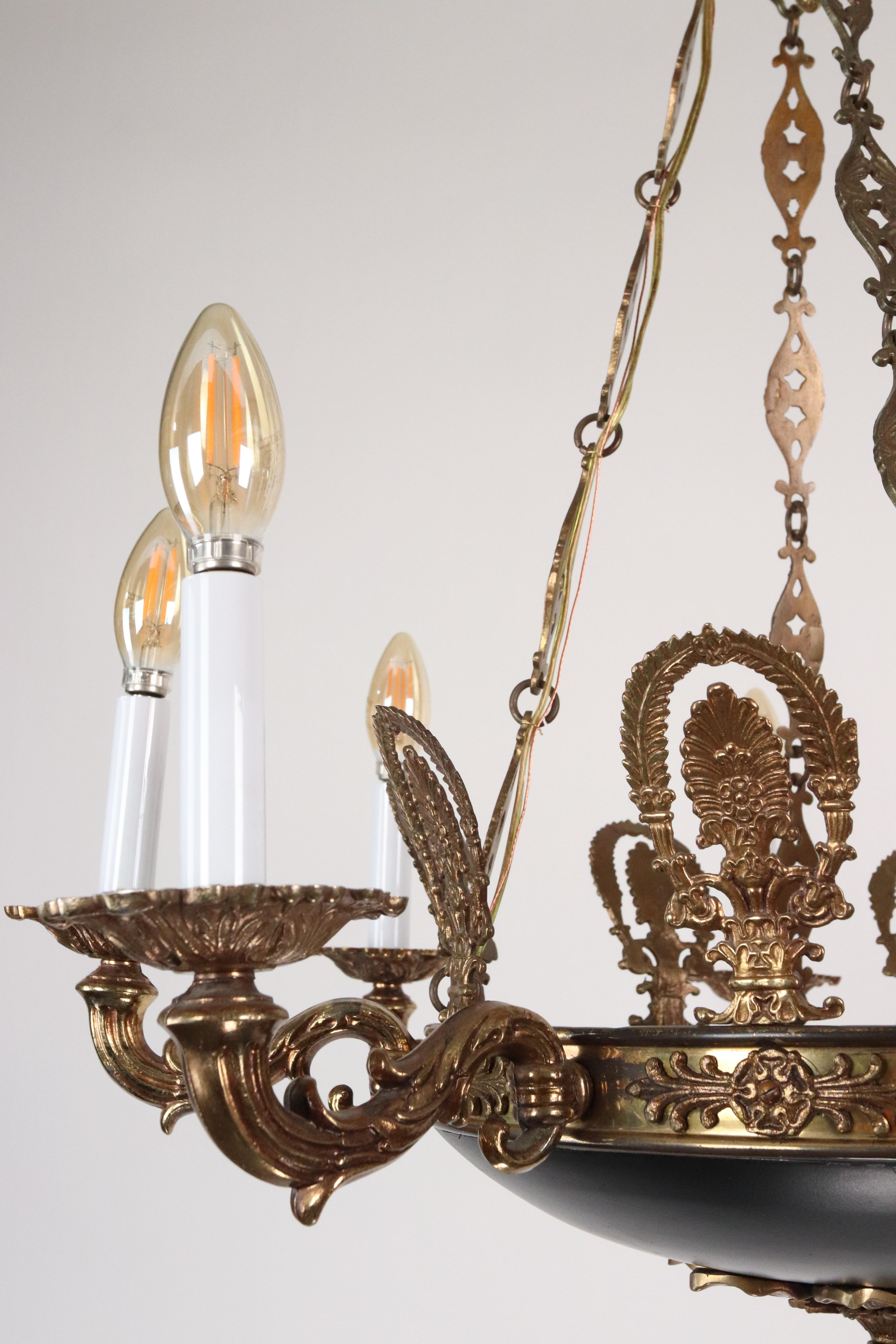 NYC Waldorf Astoria Hotel Empire Style 8 Arm Chandelier For Sale 7
