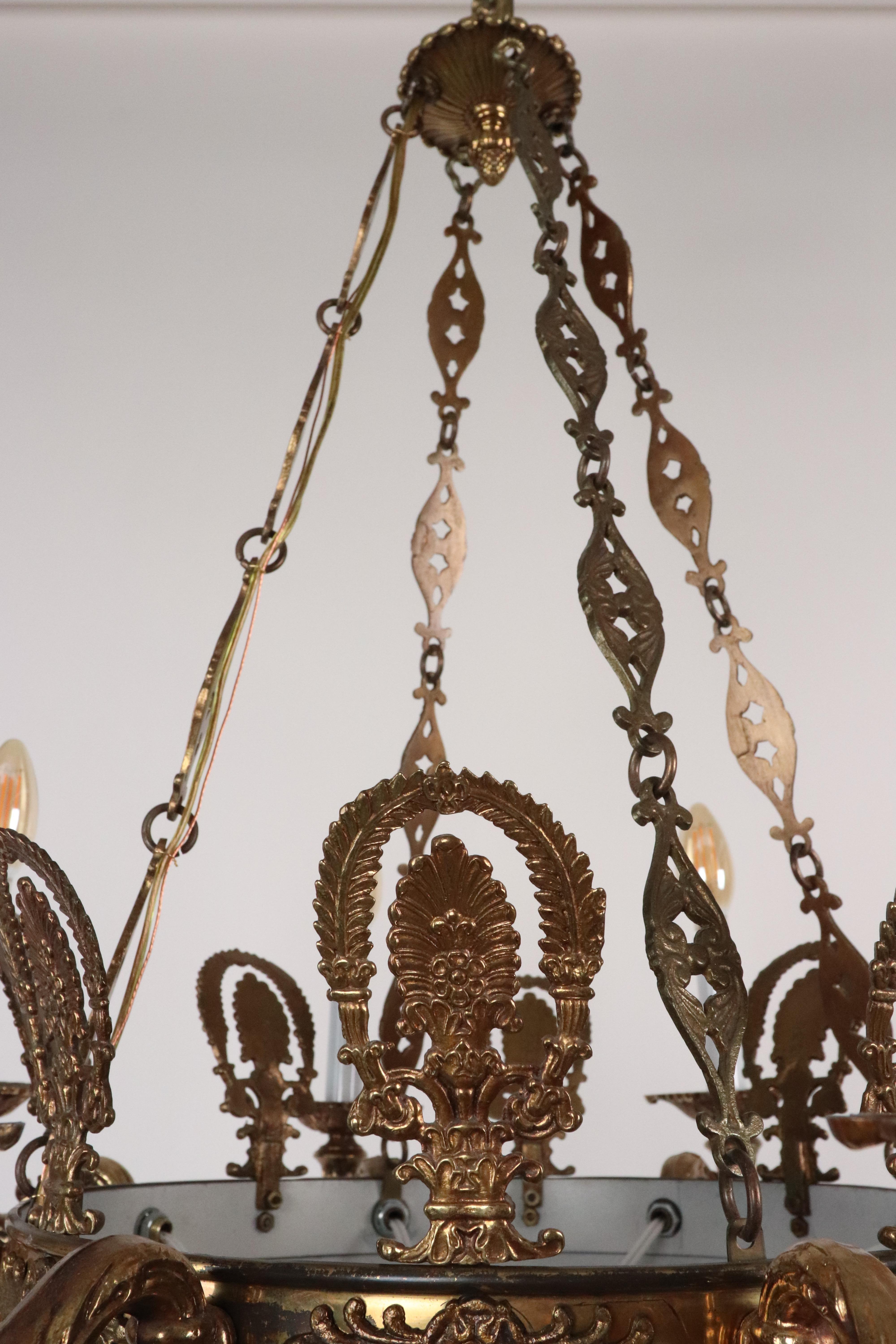 NYC Waldorf Astoria Hotel Empire Style 8 Arm Chandelier For Sale 8