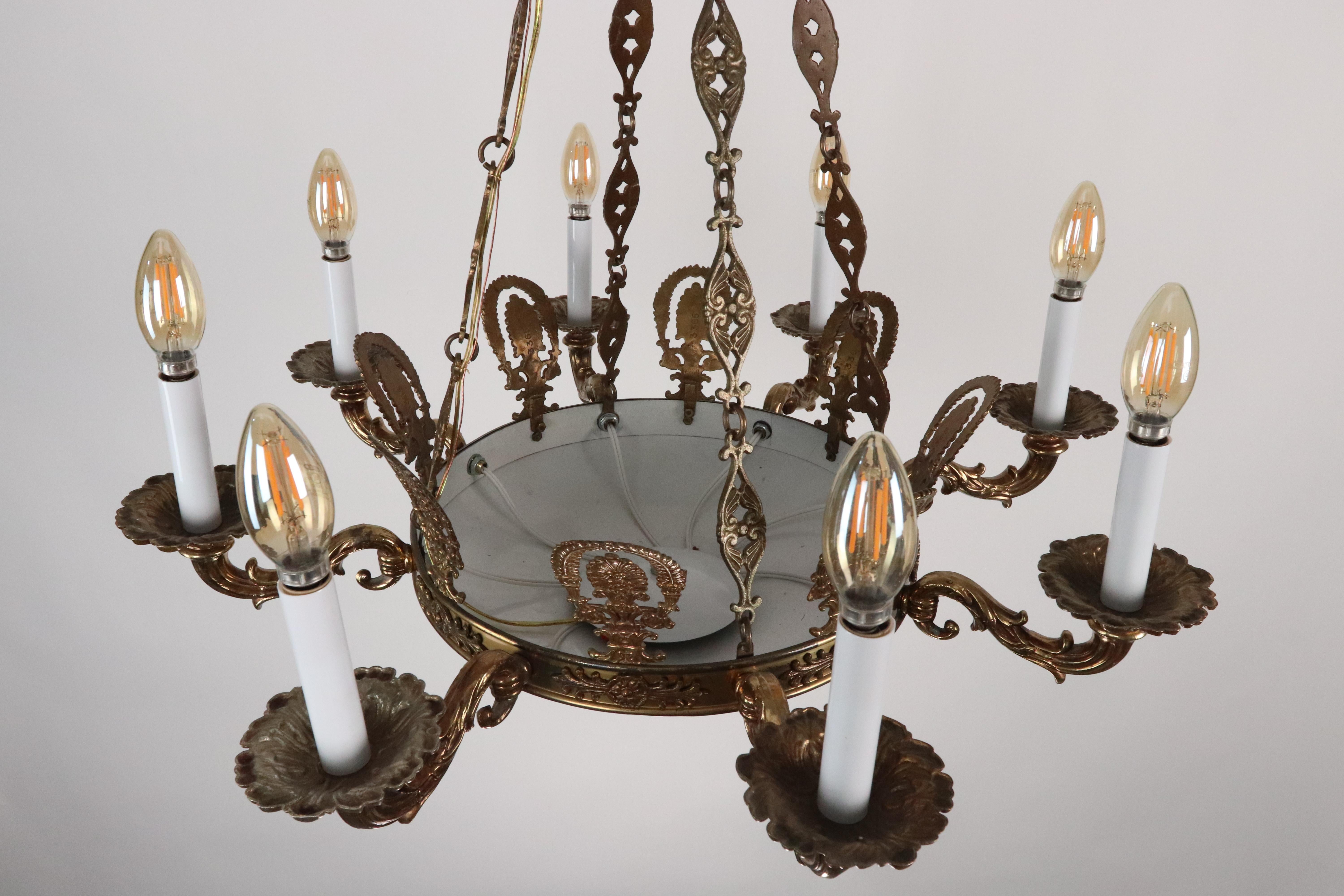 NYC Waldorf Astoria Hotel Empire Style 8 Arm Chandelier For Sale 11