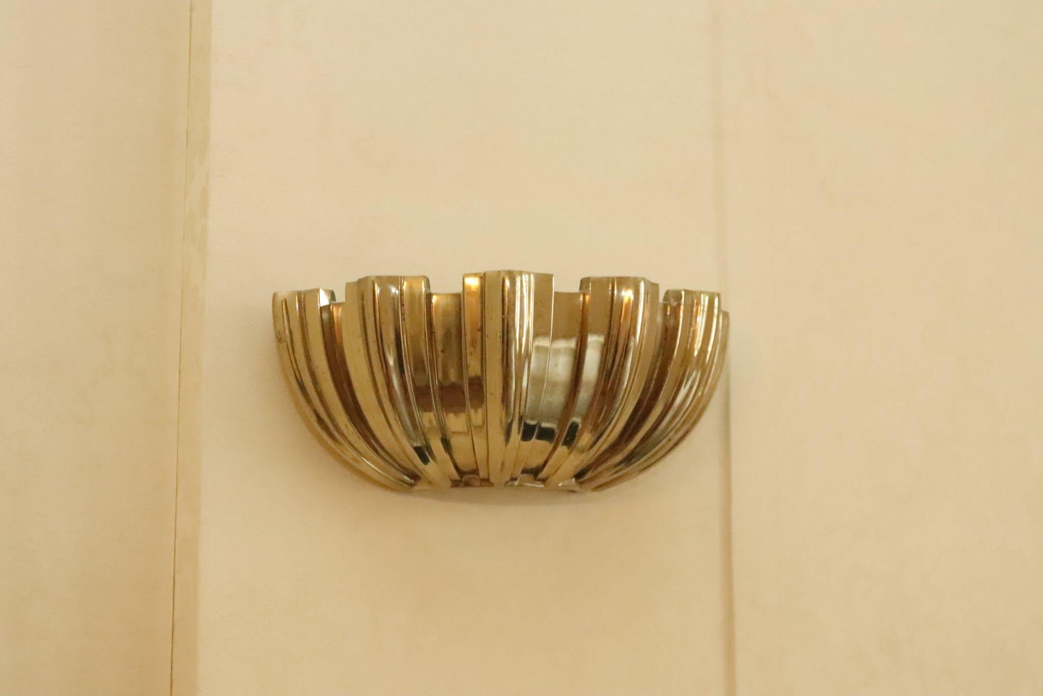 NYC Waldorf Astoria Hotel Brass Shell Sconce Mid-Century Modern Quantity 1