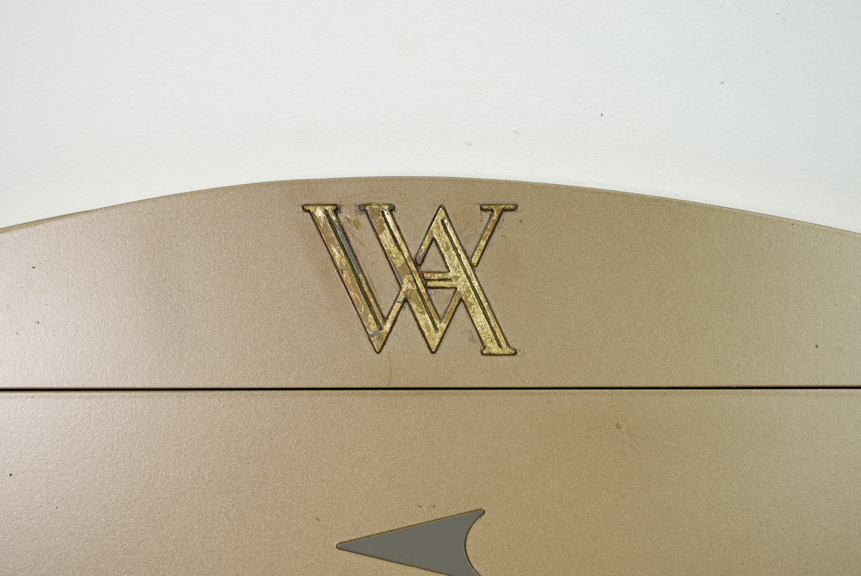 NYC Waldorf Astoria Hotel Painted Plexiglas Brass Sign For Sale 1