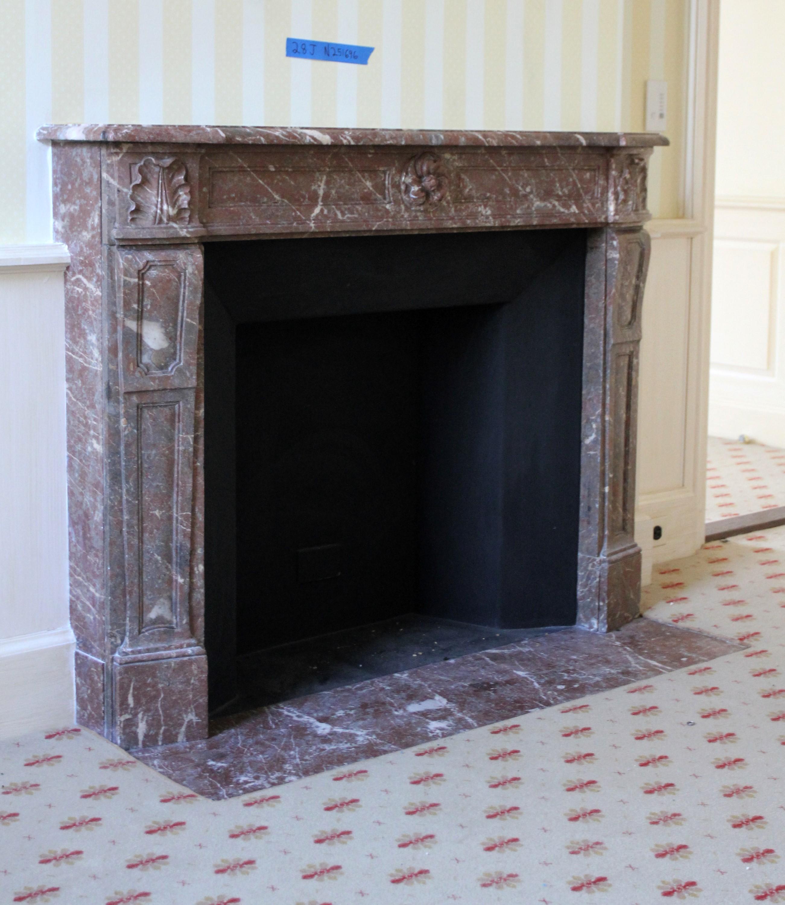 French NYC Waldorf Astoria Hotel Rouge Royal Marble Mantel For Sale