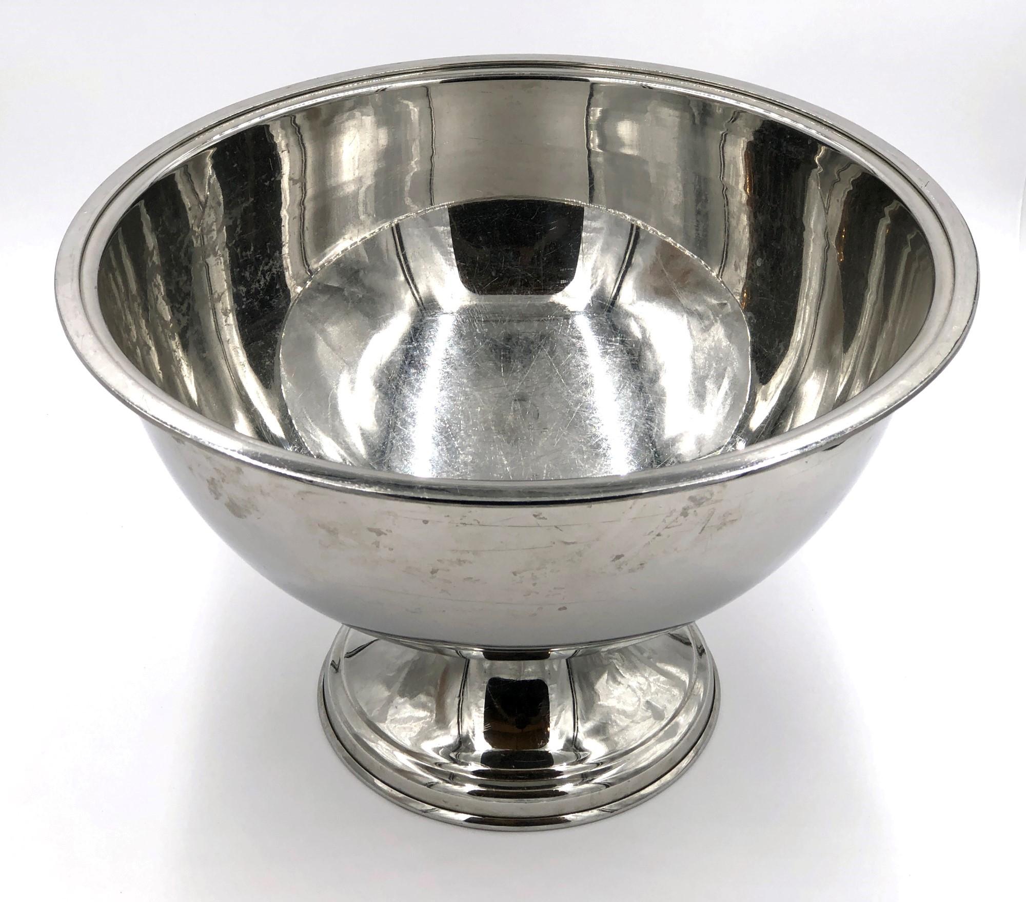 Stainless steel serving punch bowl. From The Waldorf Astoria Hotel on Park Ave in NYC. Waldorf Astoria authenticity card included with your purchase. Small quantity available at time of posting. Please inquire. Priced each. This can be seen at our