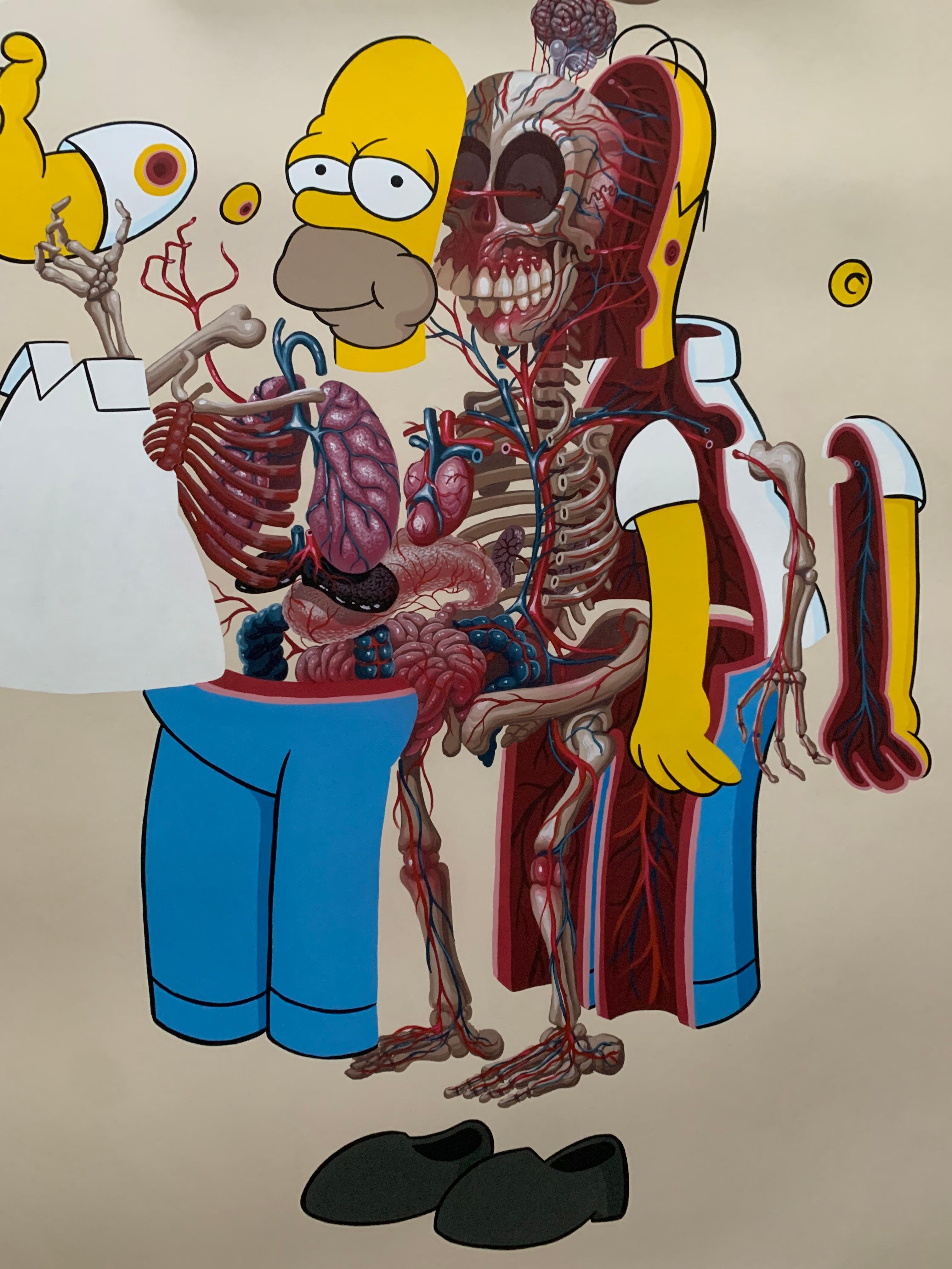 NYCHOS - Dissection of Homer Simpson Screen Print Art Urban Street The Simpsons For Sale 2