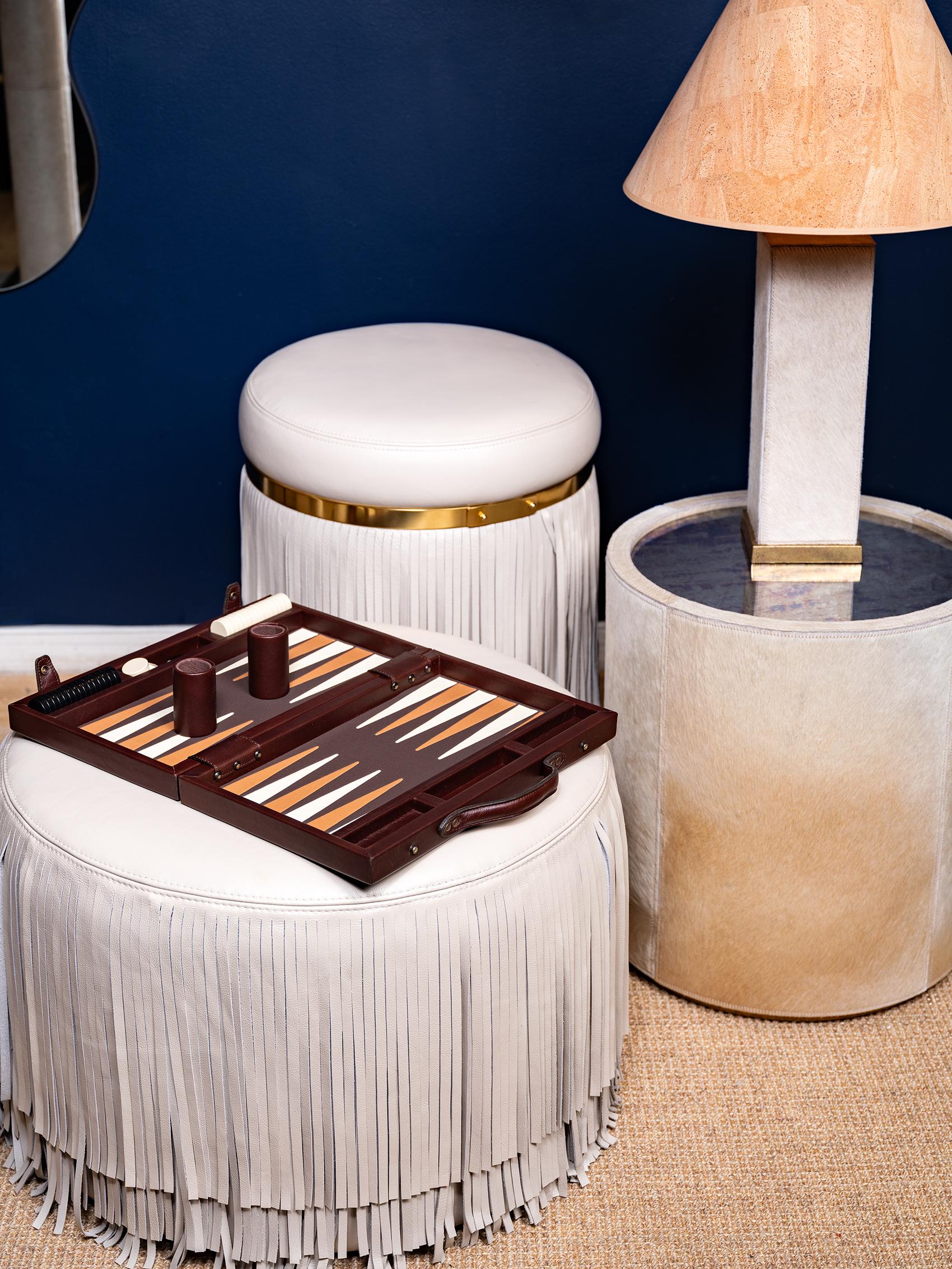 Table Nyla - Peau de vache crème en vente 11