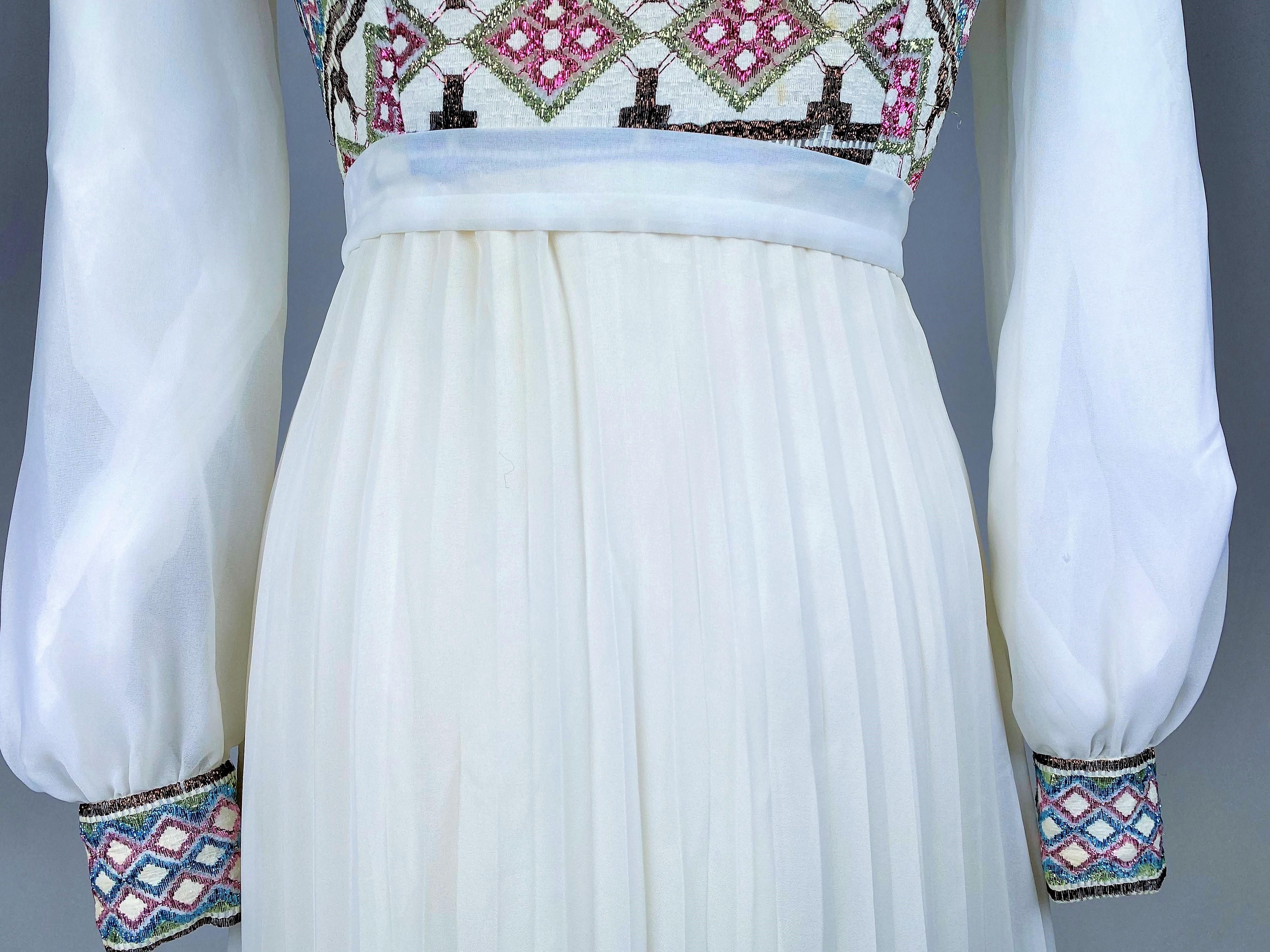 Formelles Kleid aus Nylon und Lurex-Crêpe – Frankreich, ca. 1972 im Angebot 8