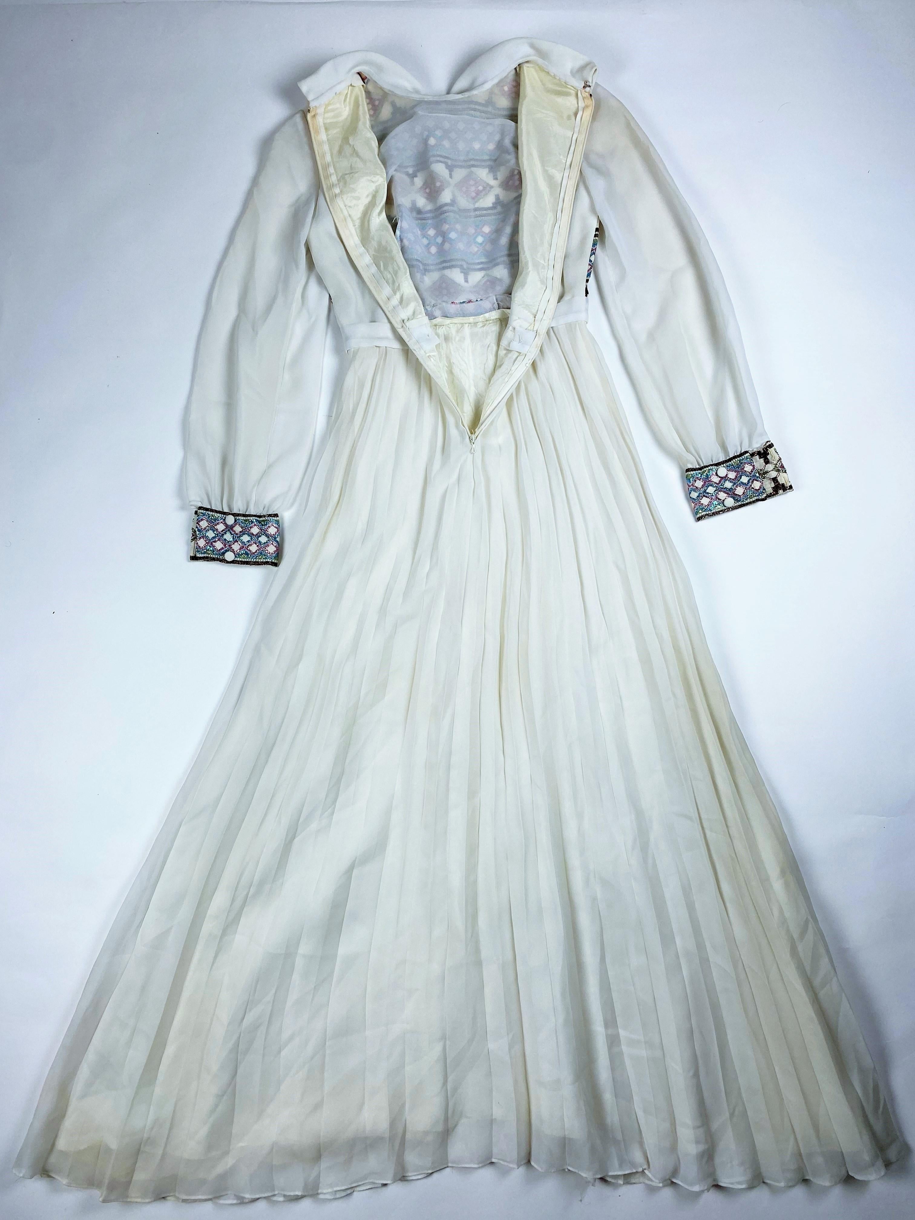 Formelles Kleid aus Nylon und Lurex-Crêpe – Frankreich, ca. 1972 Damen im Angebot