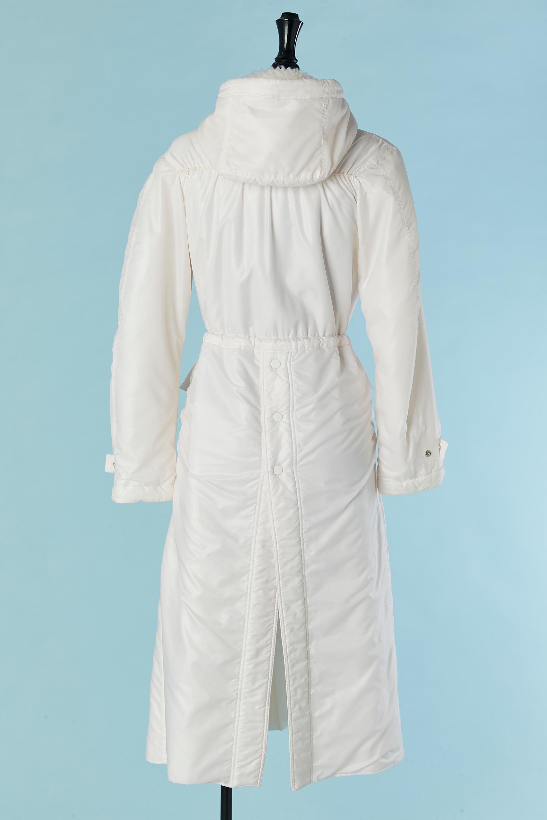 Nylon coat with faux fur lining and hood COURREGES Circa 1970's For Sale 1