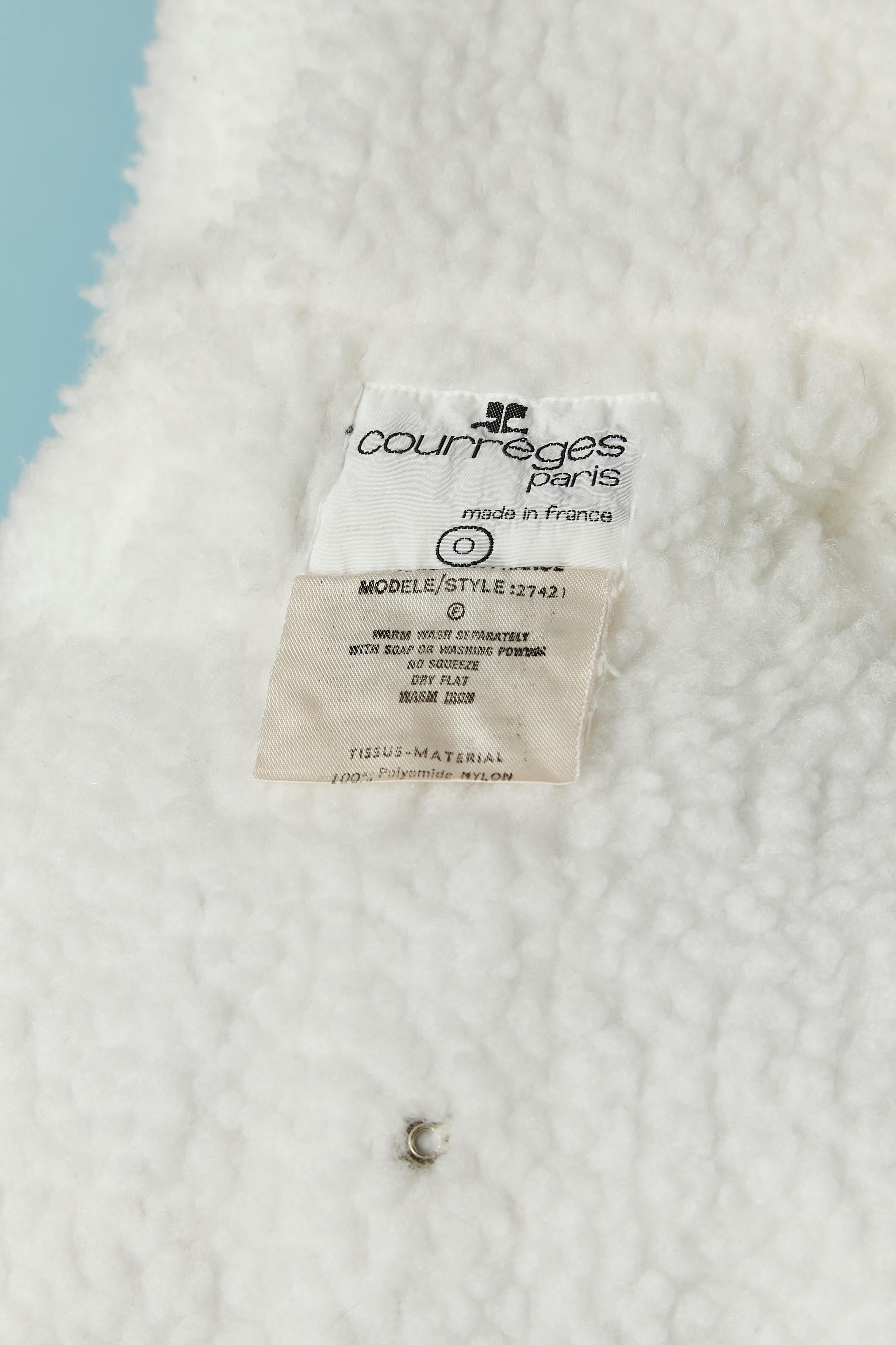 Nylon coat with faux fur lining and hood COURREGES Circa 1970's For Sale 3