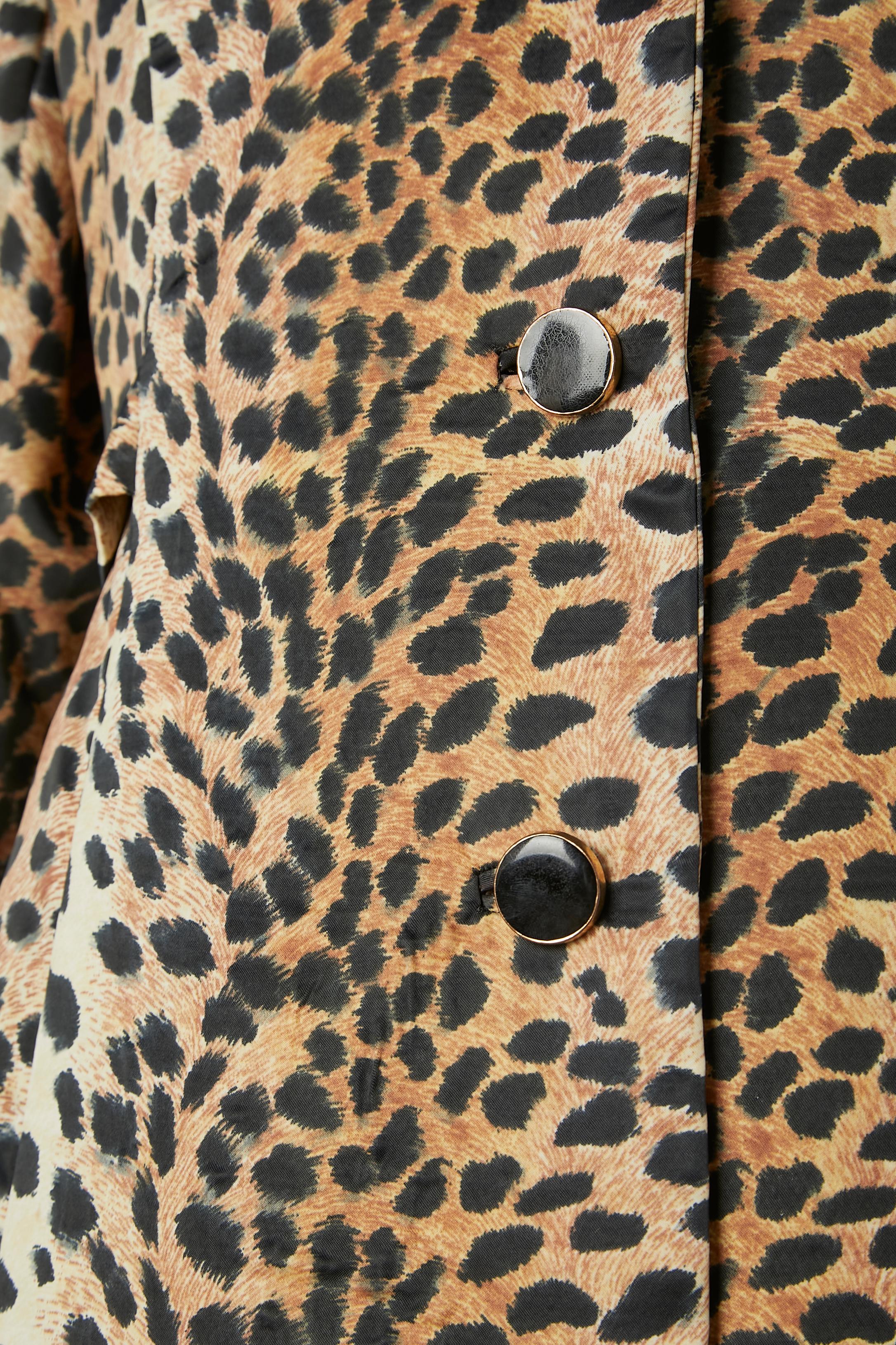 Brown Nylon raincoat in leopard print Lilli Ann Circa 1970's  For Sale