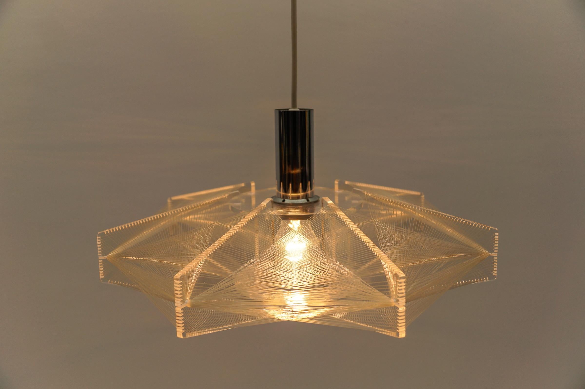 Lampada a sospensione in filo di nylon di Paul Secon per Sompex, Germania 1960 in vendita 3