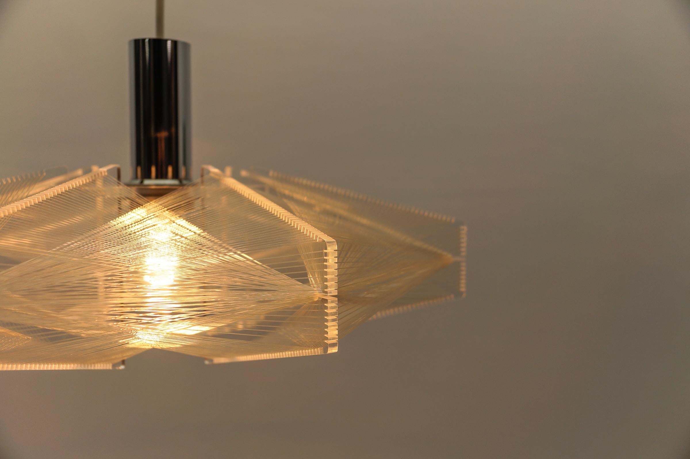 Lampada a sospensione in filo di nylon di Paul Secon per Sompex, Germania 1960 in vendita 4
