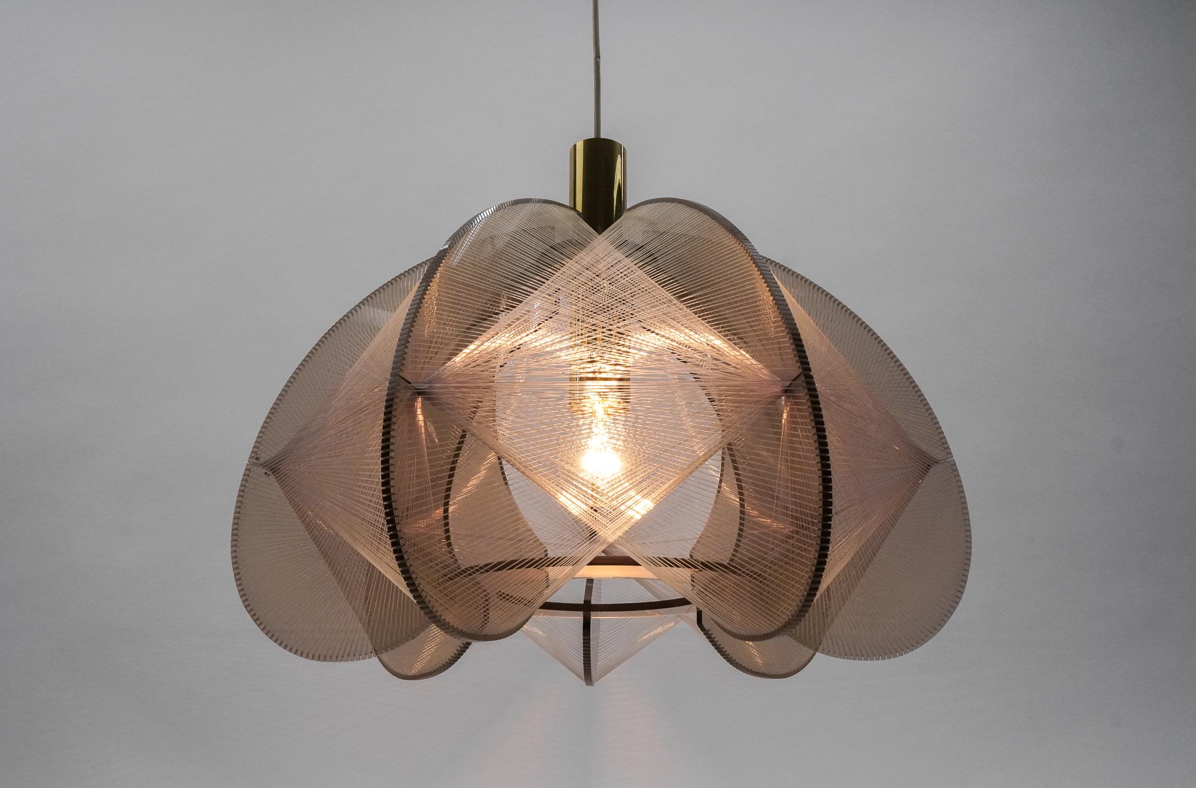 Nylon Thread Pendant Lamp by Paul Secon for Sompex, Germany 1960s In Good Condition In Nürnberg, Bayern