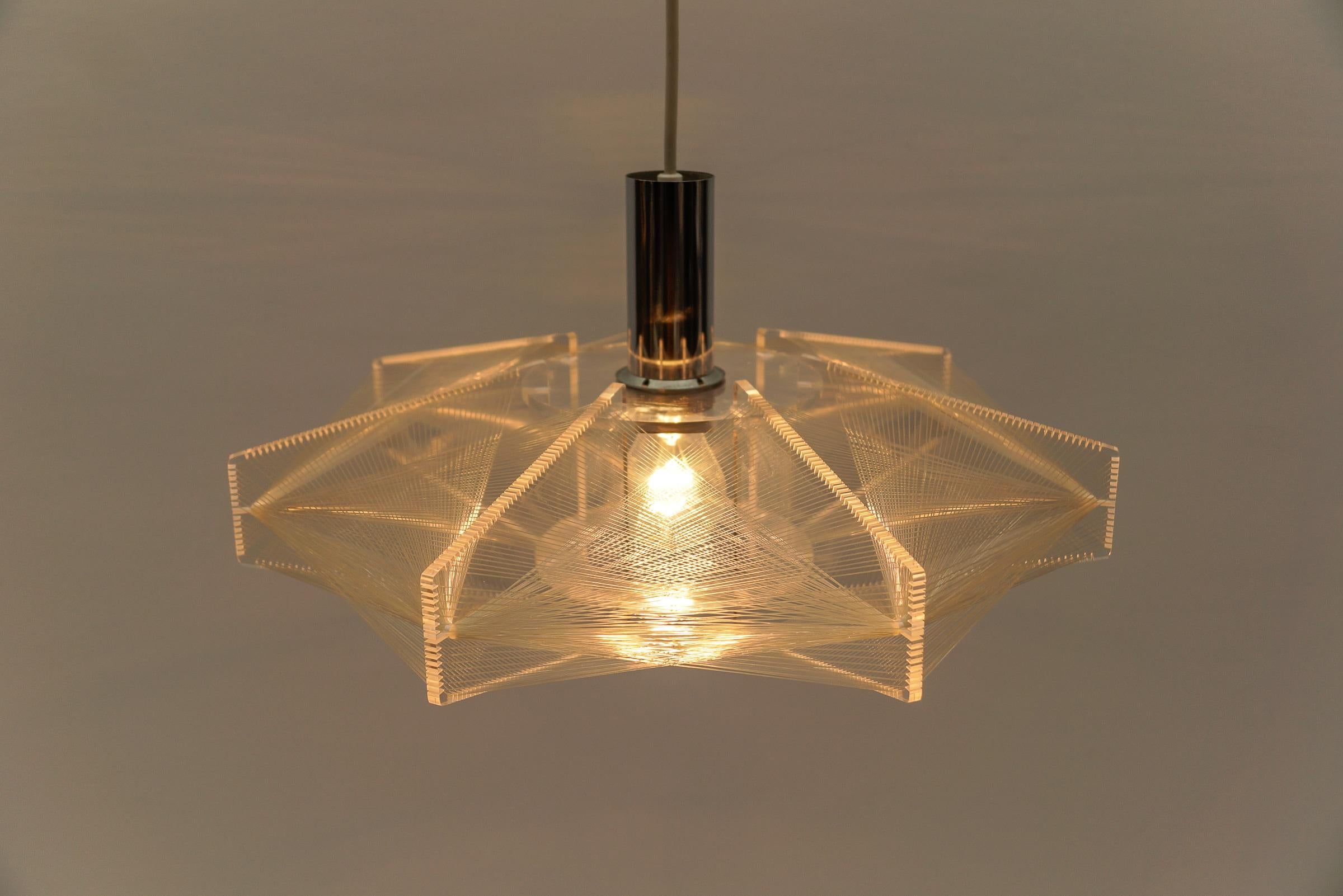 Metallo Lampada a sospensione in filo di nylon di Paul Secon per Sompex, Germania 1960 in vendita