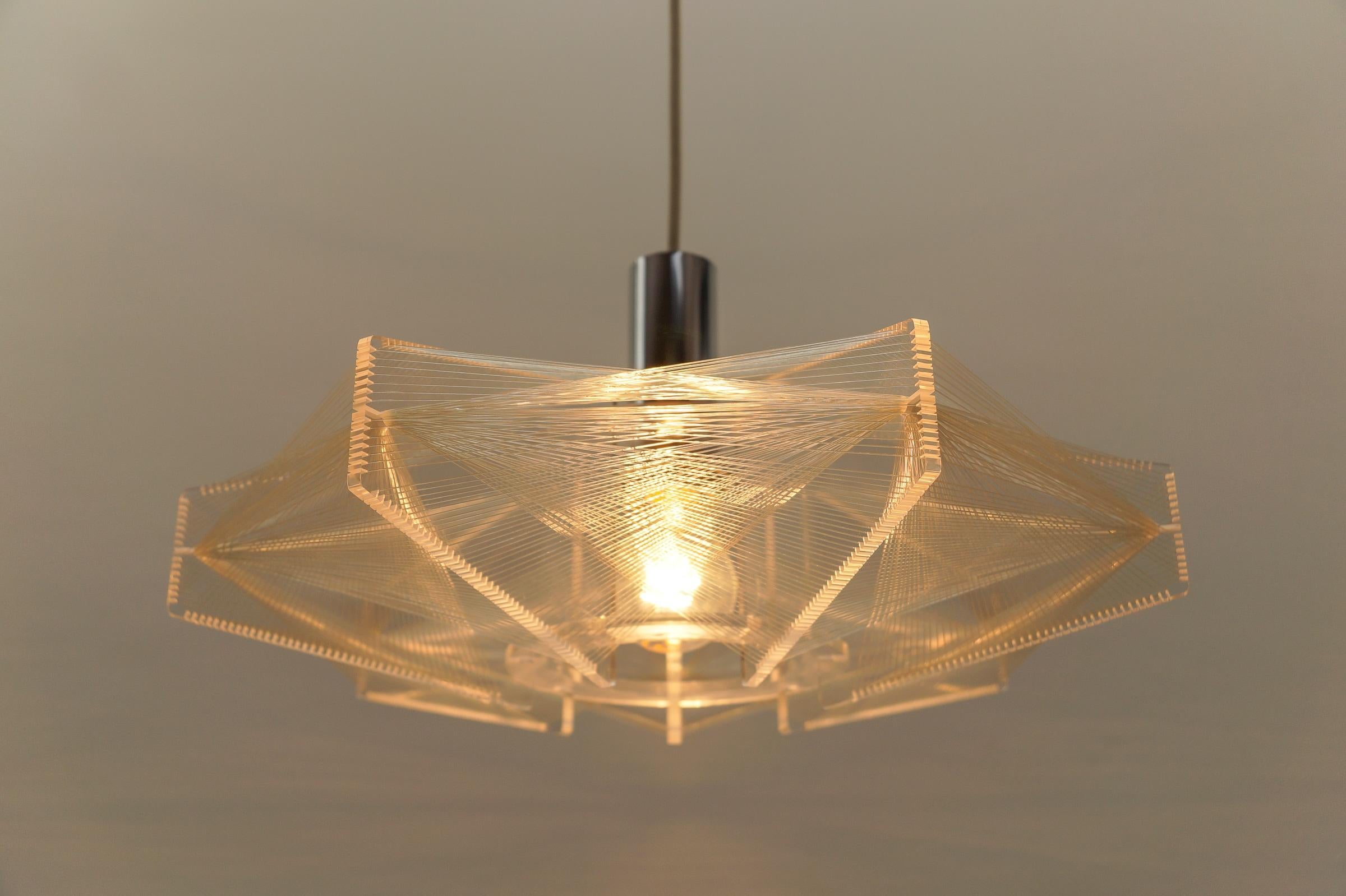 Lampada a sospensione in filo di nylon di Paul Secon per Sompex, Germania 1960 in vendita 1