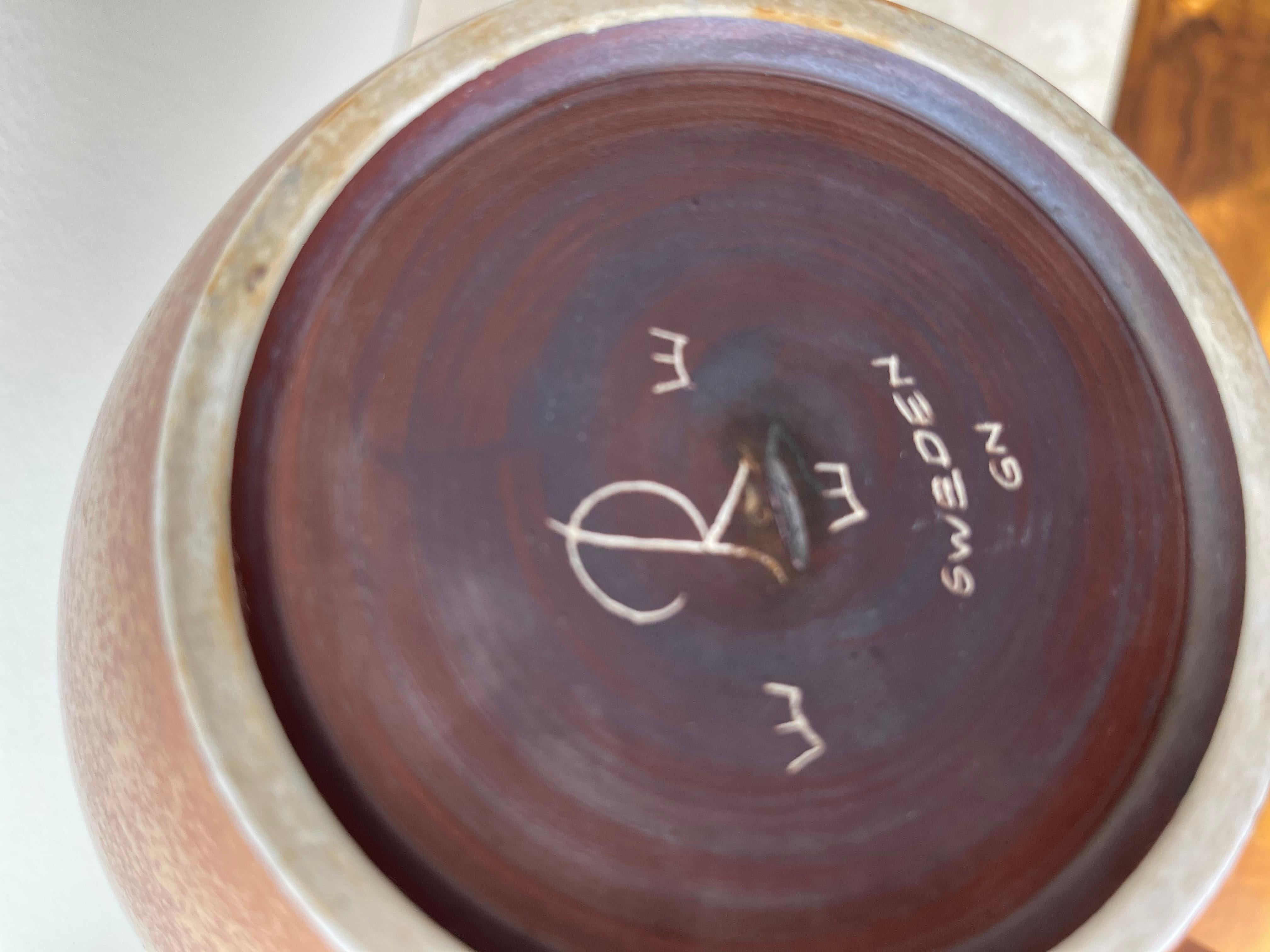 Lampe de table en grès Nylund à glaçure fourrure de lièvre Brown. 1940s. en vente 4
