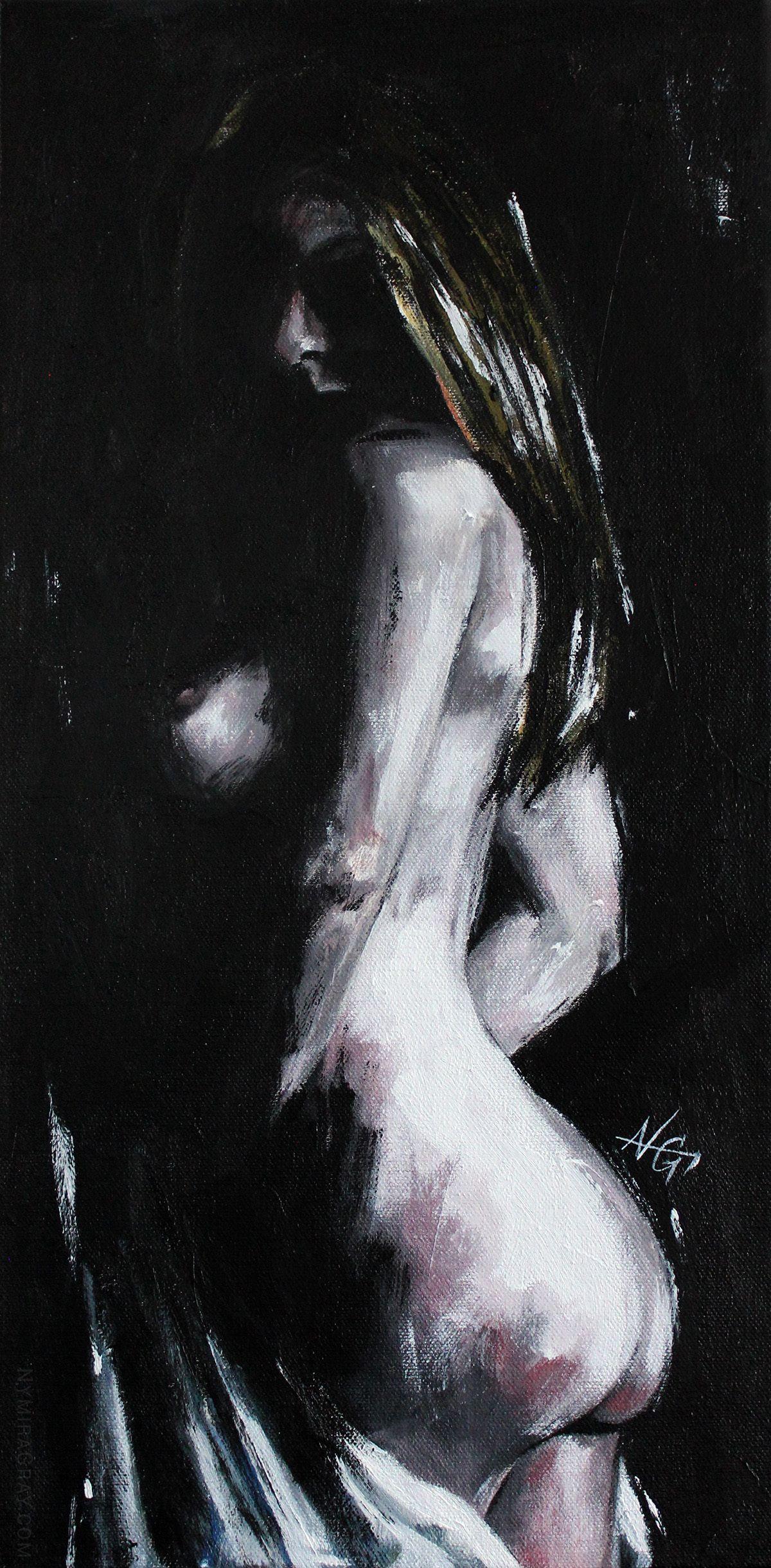 Nymira Gray Nude Painting - #5 (FIGURE SERIES #3), Painting, Acrylic on Canvas