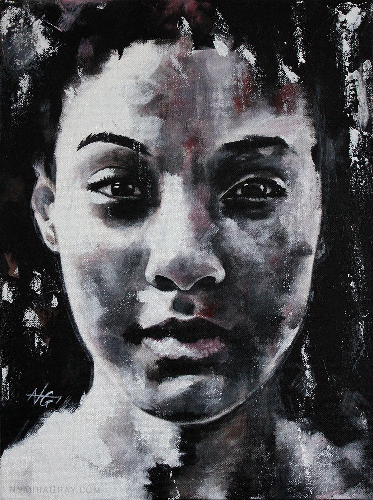 Erica (PORTRAIT SERIES #5), Pittura, Acrilico su tela - Painting di Nymira Gray