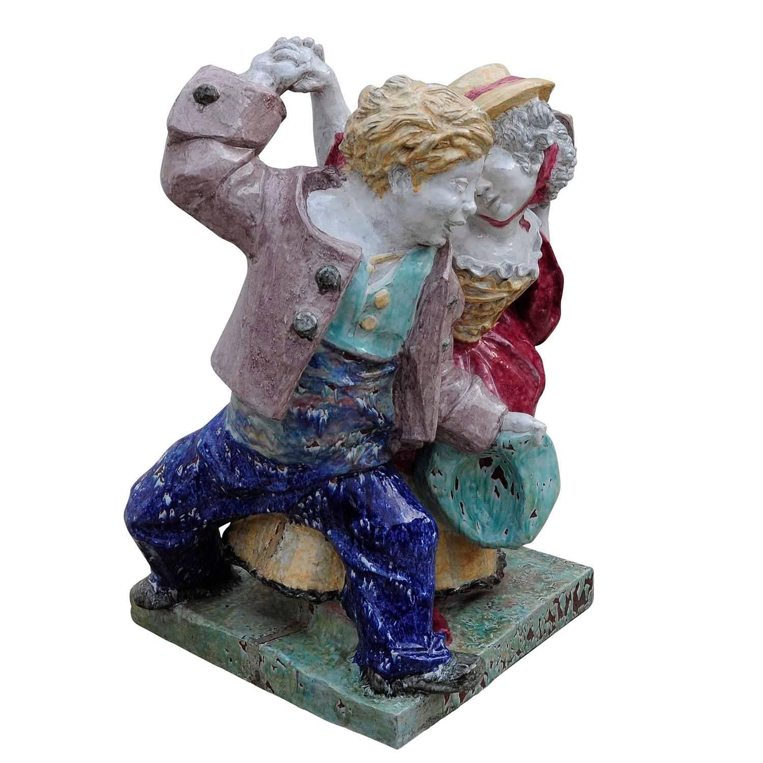 Nympfenburg-Porzellan-Skulptur eines tanzenden Paares von Josef Wackerle im Zustand „Hervorragend“ im Angebot in Berghuelen, DE