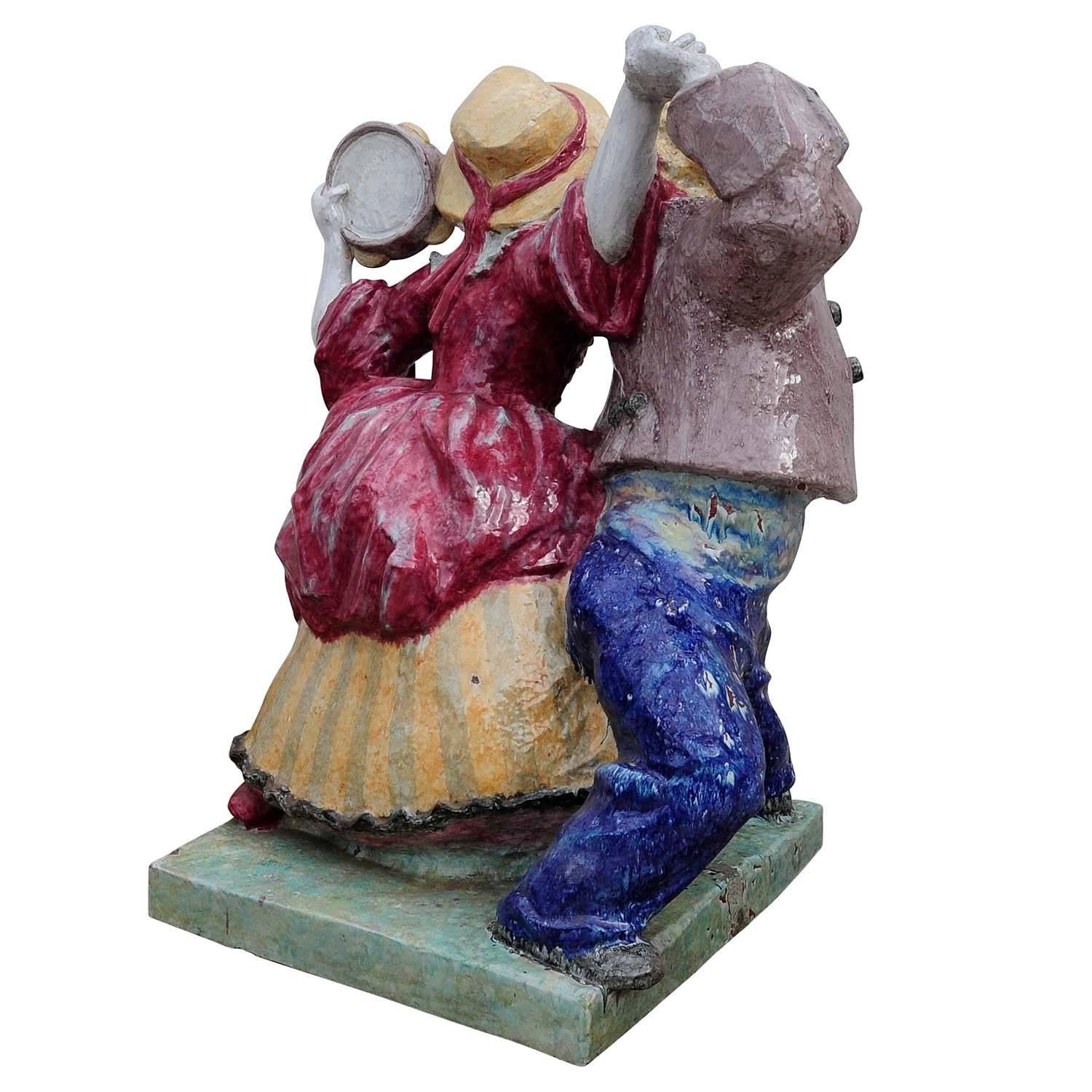 20th Century Nympfenburg Porcelain Sculpture Dancing Couple by Josef Wackerle For Sale
