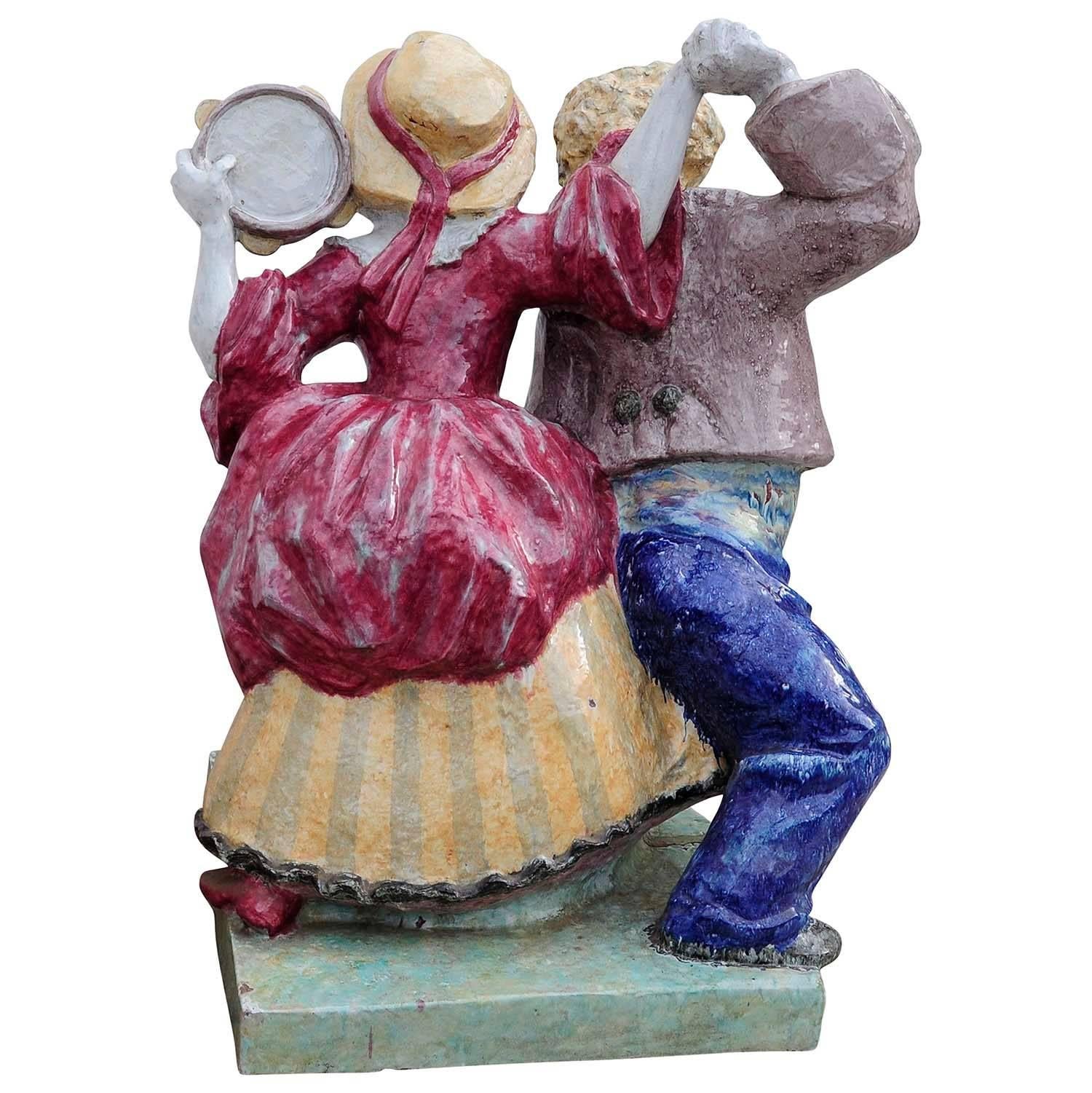 Pottery Nympfenburg Porcelain Sculpture Dancing Couple by Josef Wackerle For Sale
