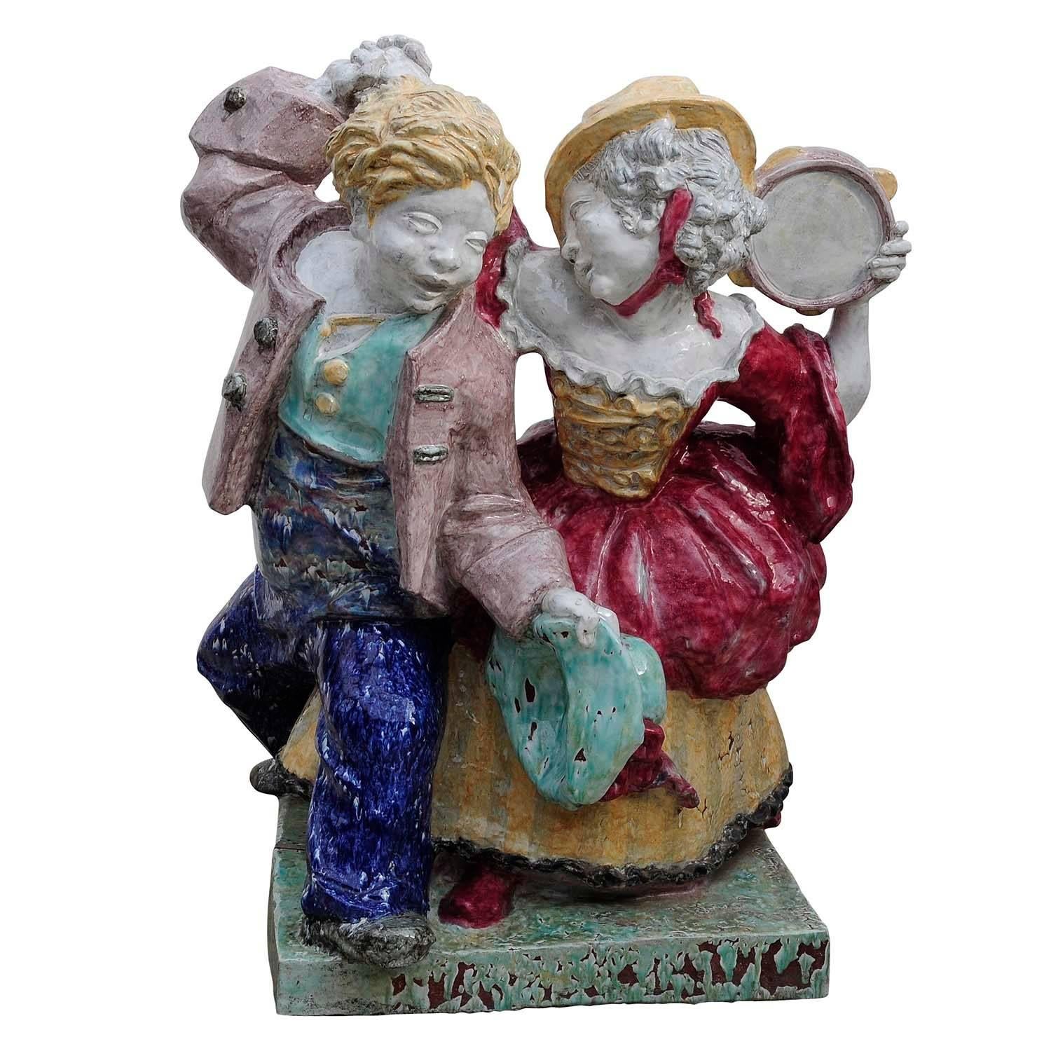 Nympfenburg-Porzellan-Skulptur eines tanzenden Paares von Josef Wackerle