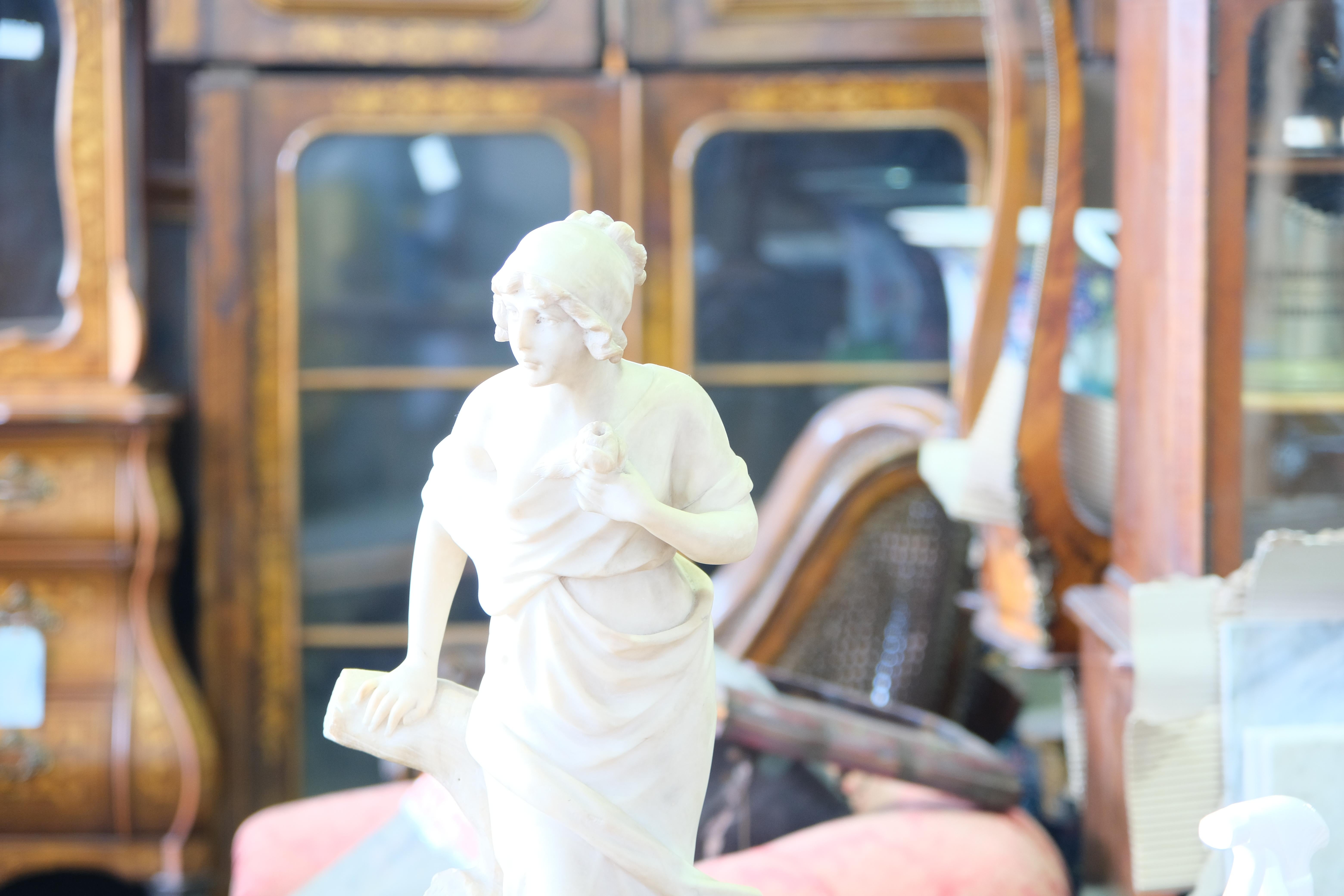 This delicately carved marble is a characteristic style of work of Mathurin Moreau, a leading French sculptor who specialised in the representation of nymphs and female allegories. This replica is in superb condition, and perfect for home design and