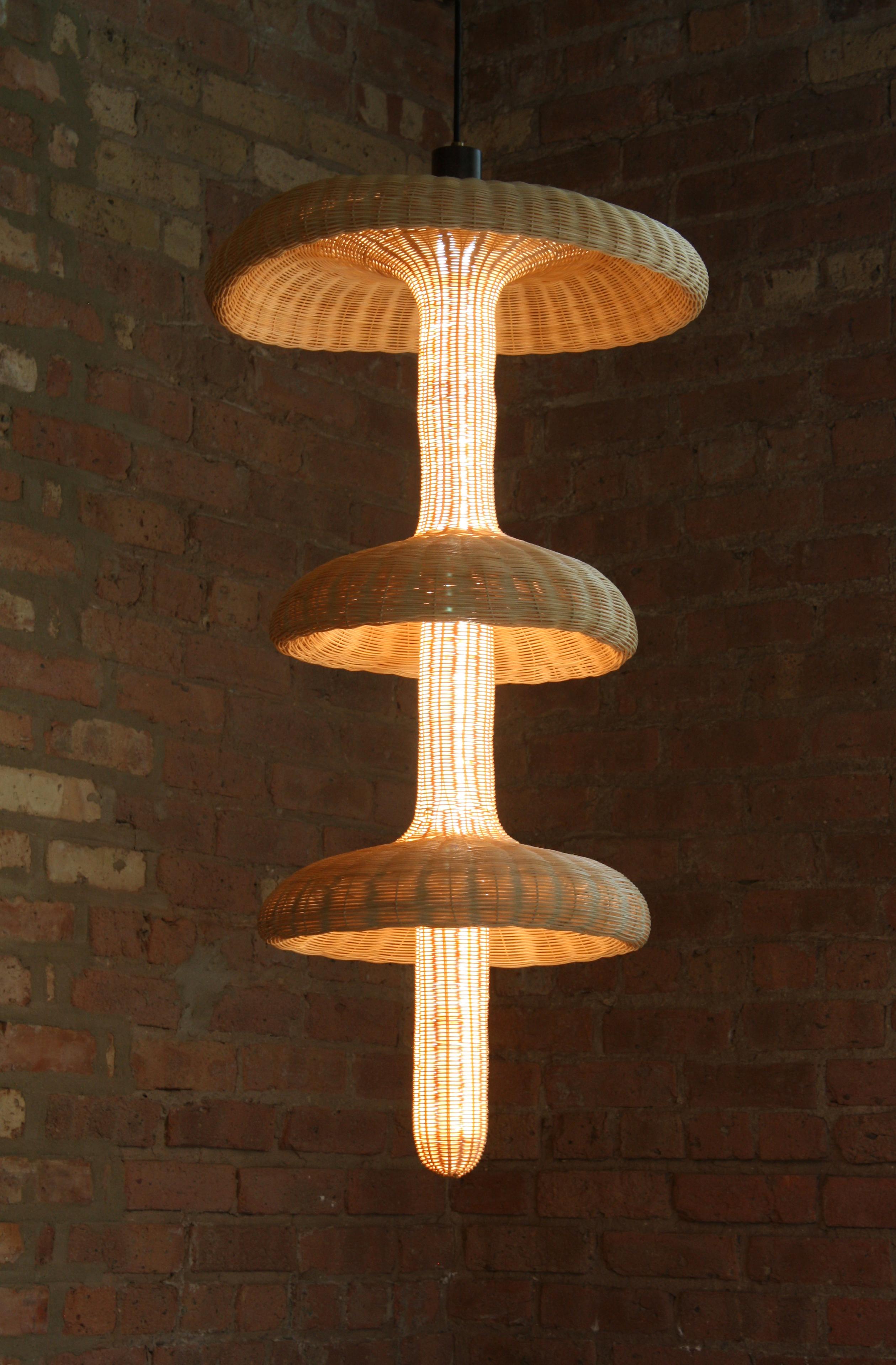 Lampada a sospensione Nymph di Laylo Studio
Edizione limitata
Dimensioni: D 50 x H 91,4 cm.
Materiali: Canna intrecciata, acciaio inossidabile annerito e spazzolato.

Per quanto riguarda gli insetti, una ninfa è sessualmente immatura e