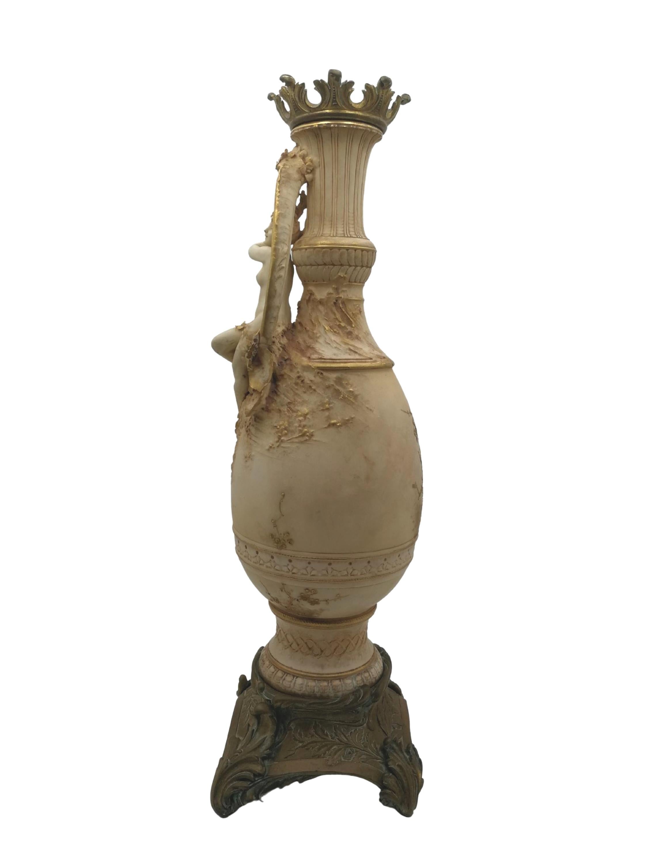 French Nymph Vase Lamp Art Nouveau For Sale