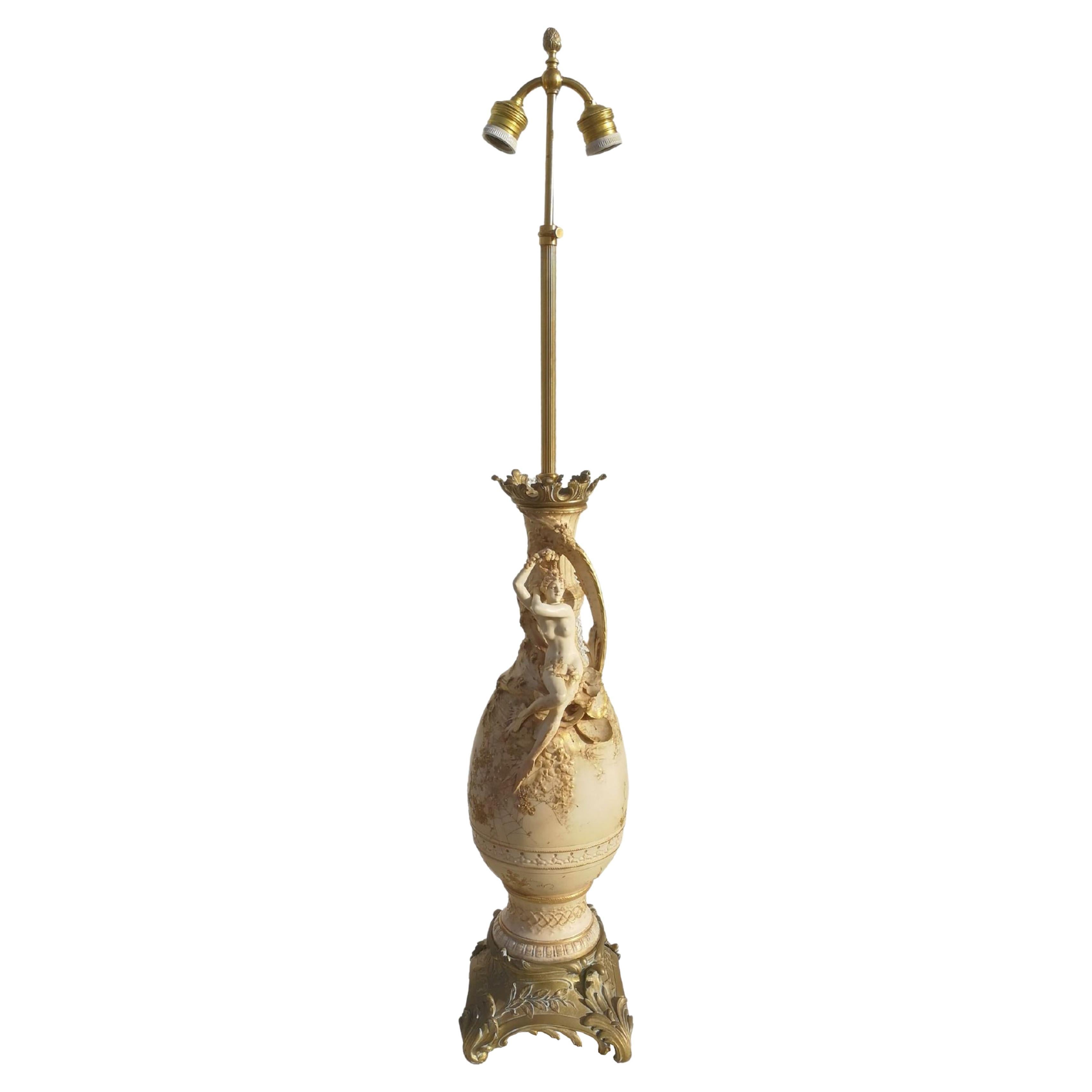 Nymph Vase Lamp Art Nouveau For Sale