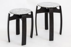 Nymph Wood Side Table Large Version, Ebonized Oak with Marble Top Contemporary