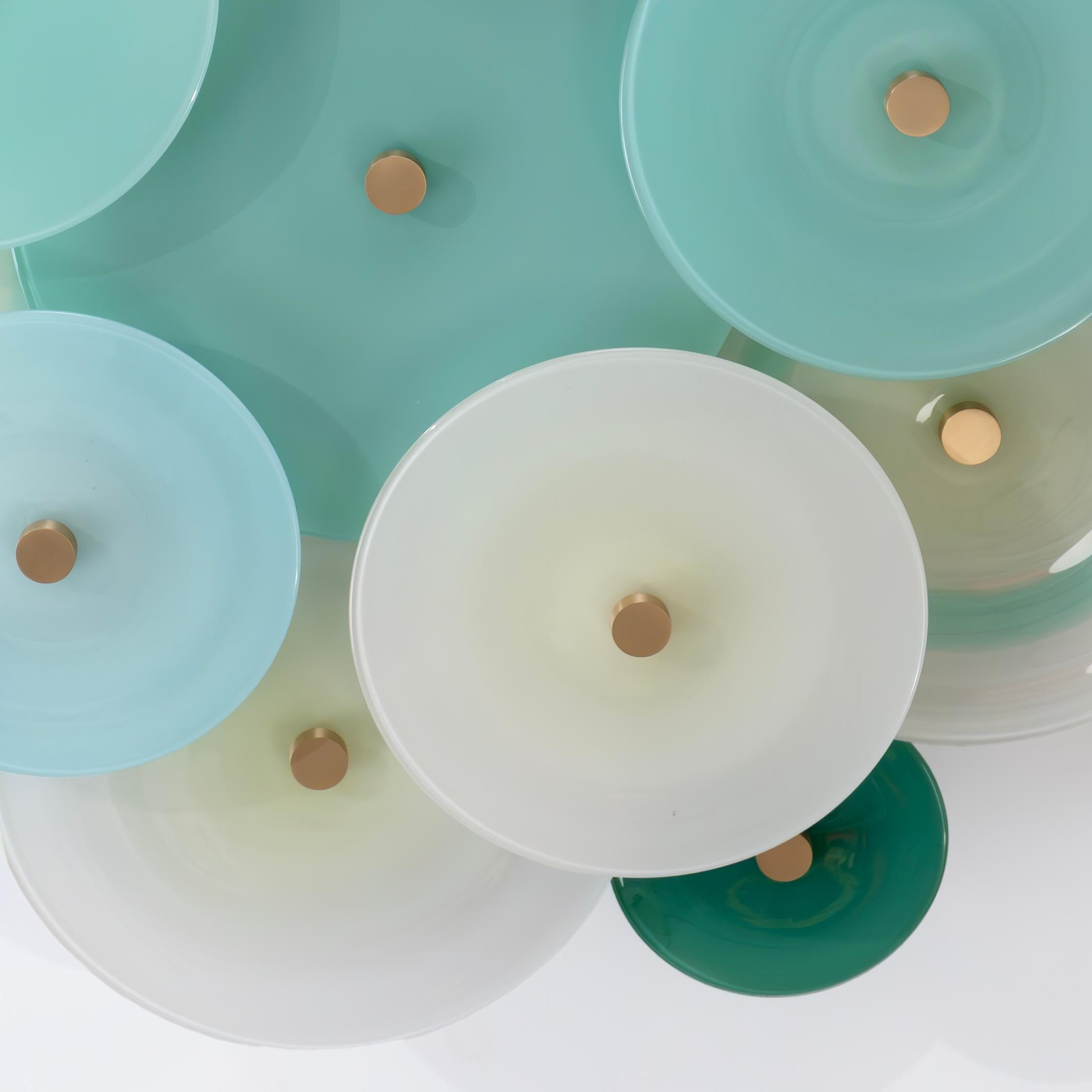 Nymphaea Chandelier: Cool Neutral Solid Color Glass by Avram Rusu Studio In New Condition For Sale In Brooklyn, NY