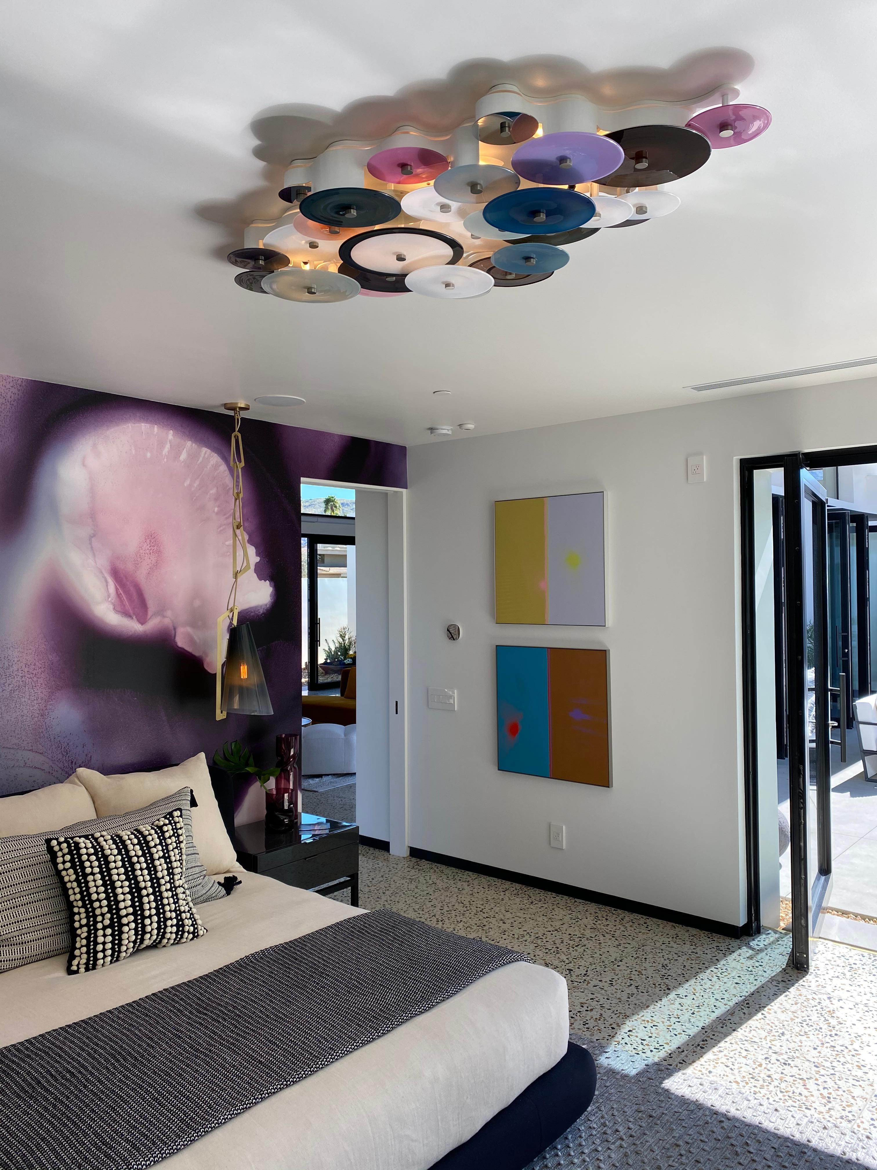 Contemporary Nymphaea Chandelier: Cool Neutral Solid Color Glass by Avram Rusu Studio For Sale